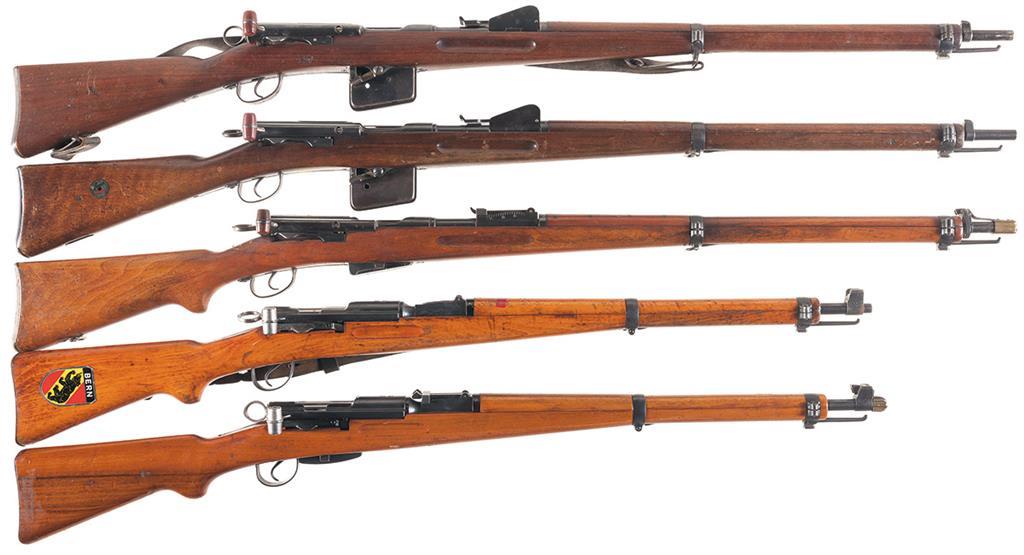 Five Swiss Straight Pull Military Rifles | Rock Island Auction