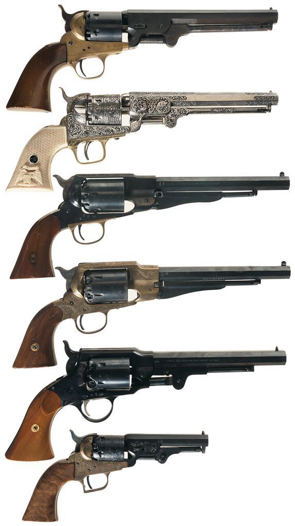 Five Reproduction Percussion Revolvers and One Toy Revolver | Rock ...