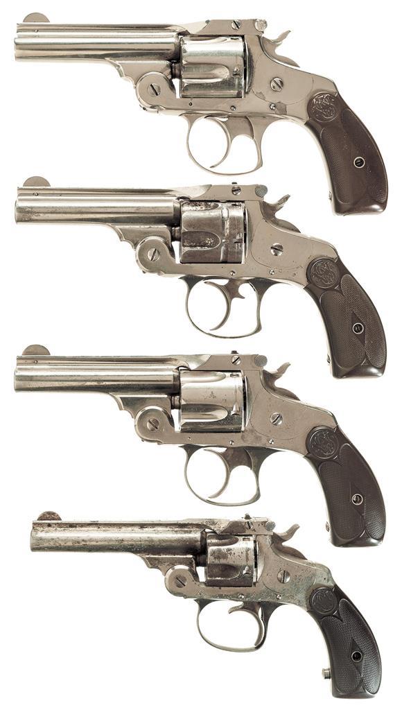 Four Nickel Plated DA Smith & Wesson Revolvers w/ Factory Letter Rock