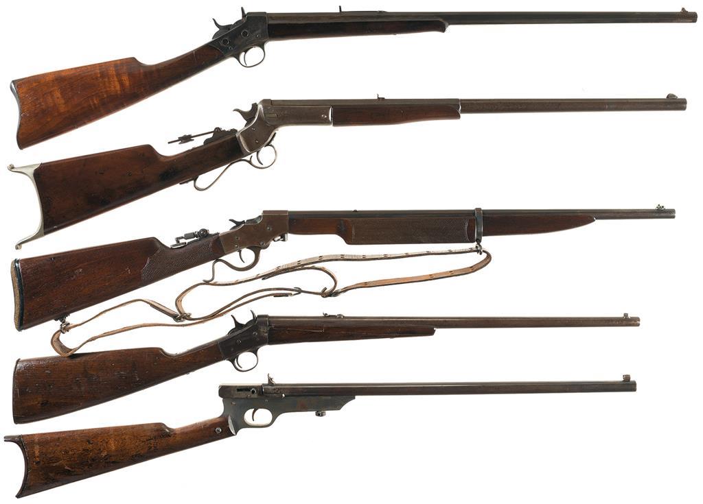 Five Single Shot Rifles A) Remington No. 2 Rolling Block Rifle Rock