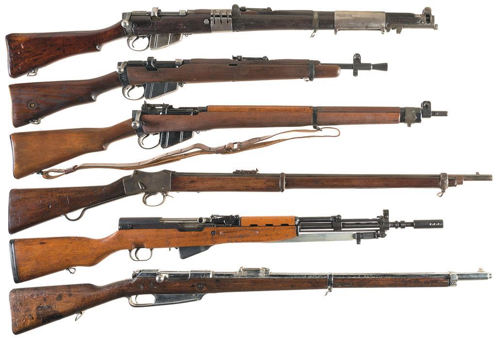 Six Military Long Guns A) Enfield No 1 MK 3 Bolt Action Rifle Rock