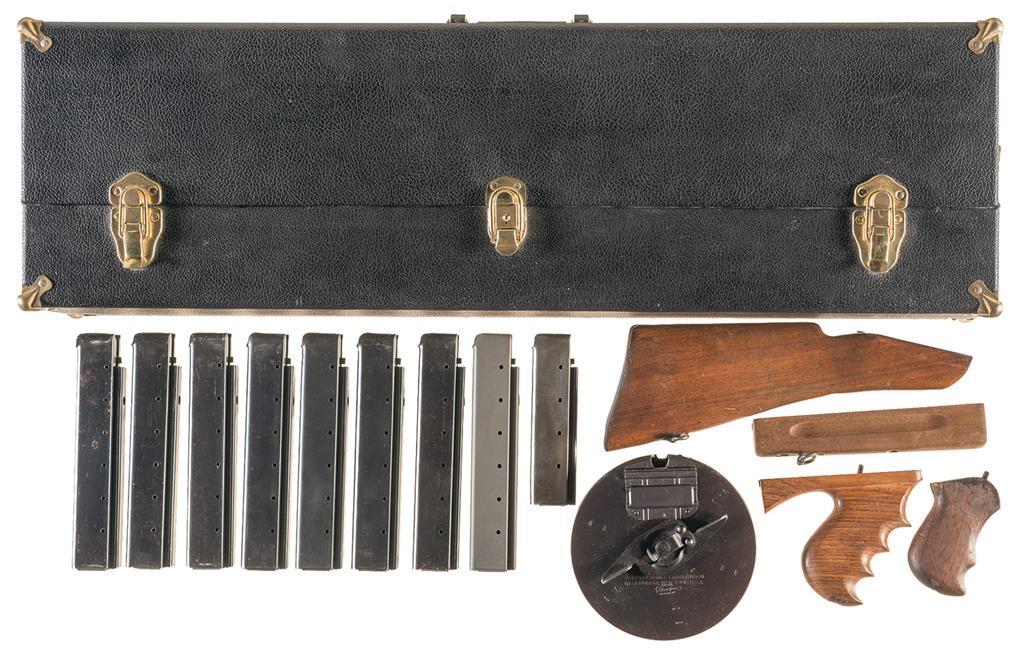 Grouping of Thompson Submachine Gun Parts with Case | Rock Island Auction