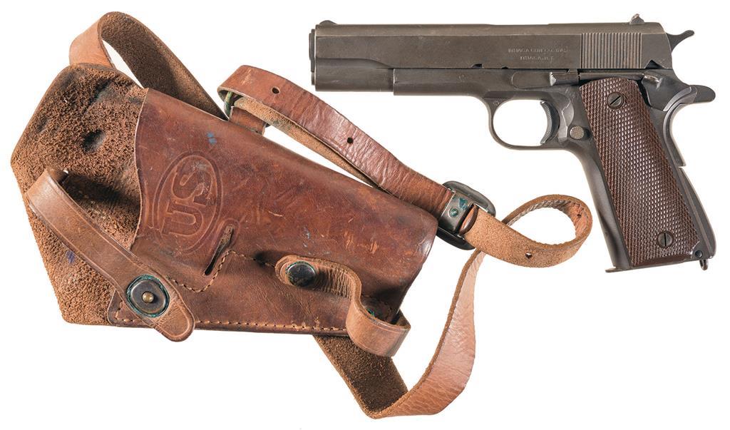 Us Ithaca Model 1911a1 Semi Automatic Pistol With Holster Rock Island Auction 7560