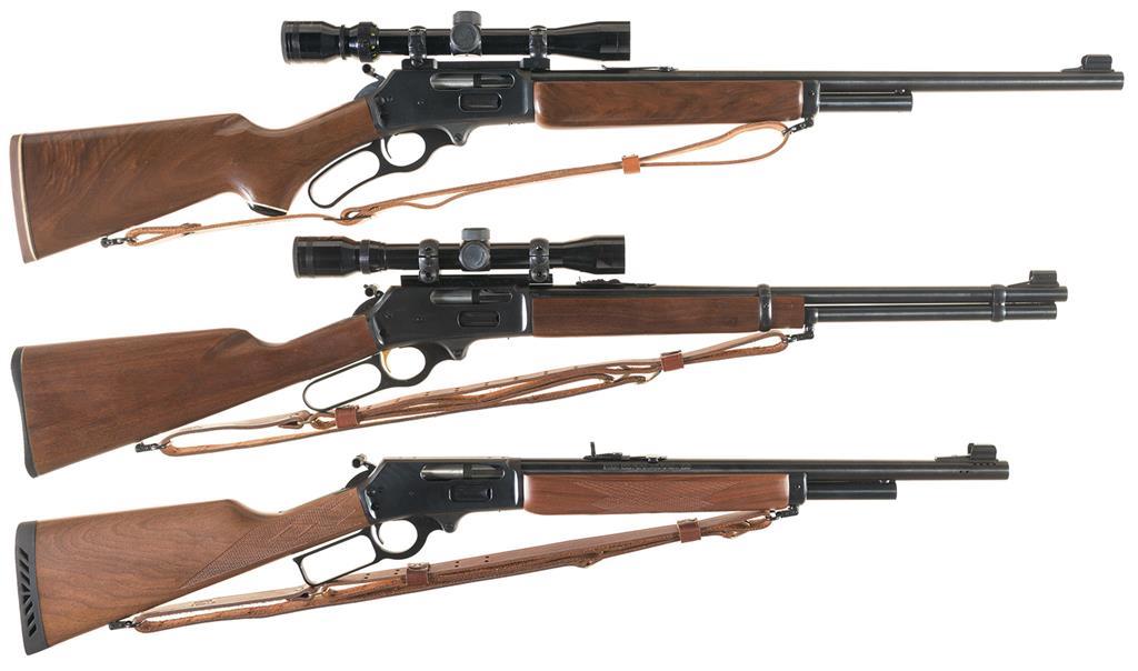 Three Marlin Lever Action Rifles w/ Slings | Rock Island Auction