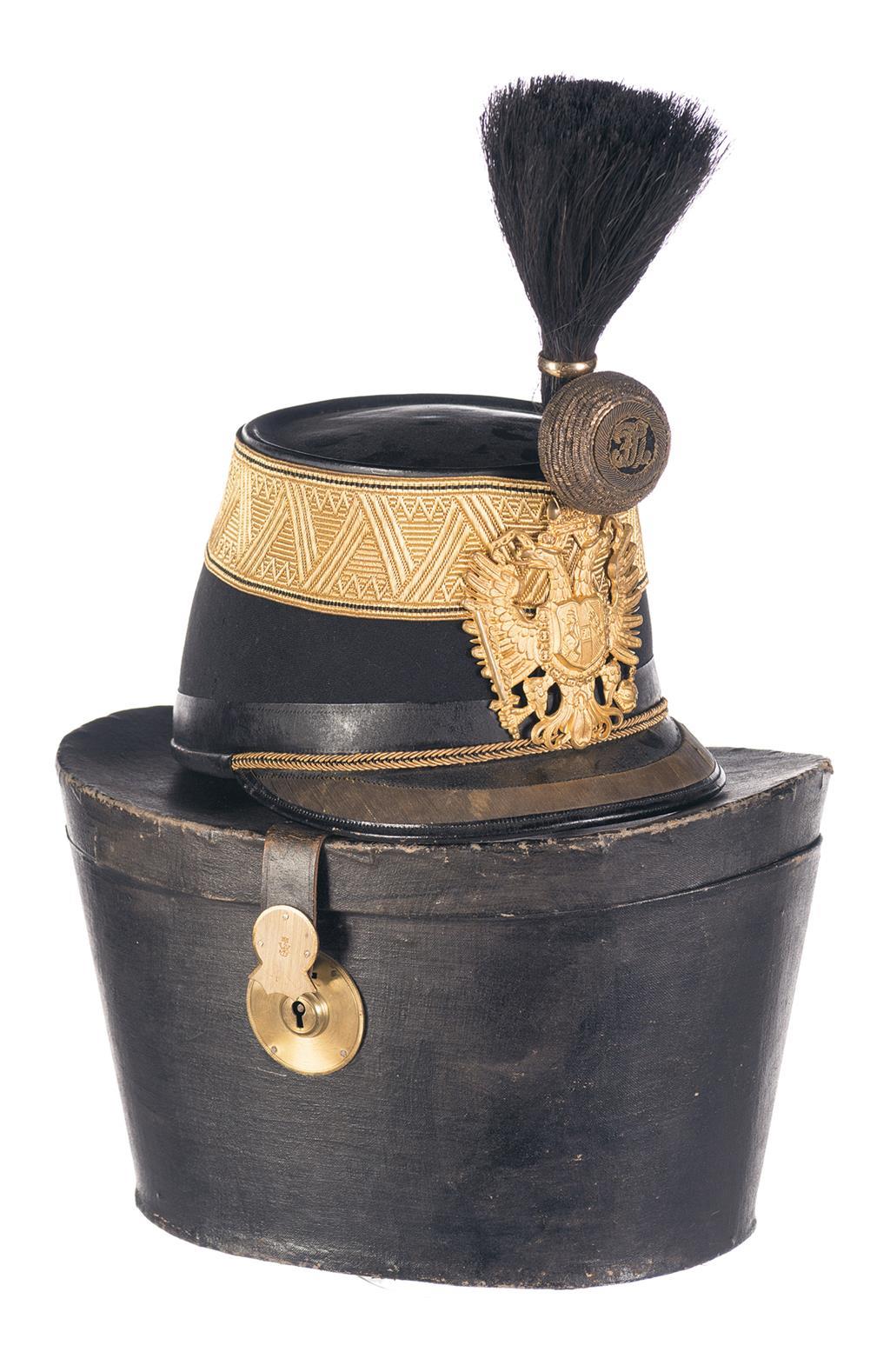 Shako Box Austrian Cavalry Officer's Shako with Hat Box | Rock Island Auction