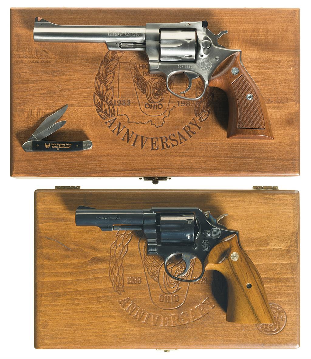 Two Ohio State Highway Patrol Commemorative DA Revolvers w/ Case