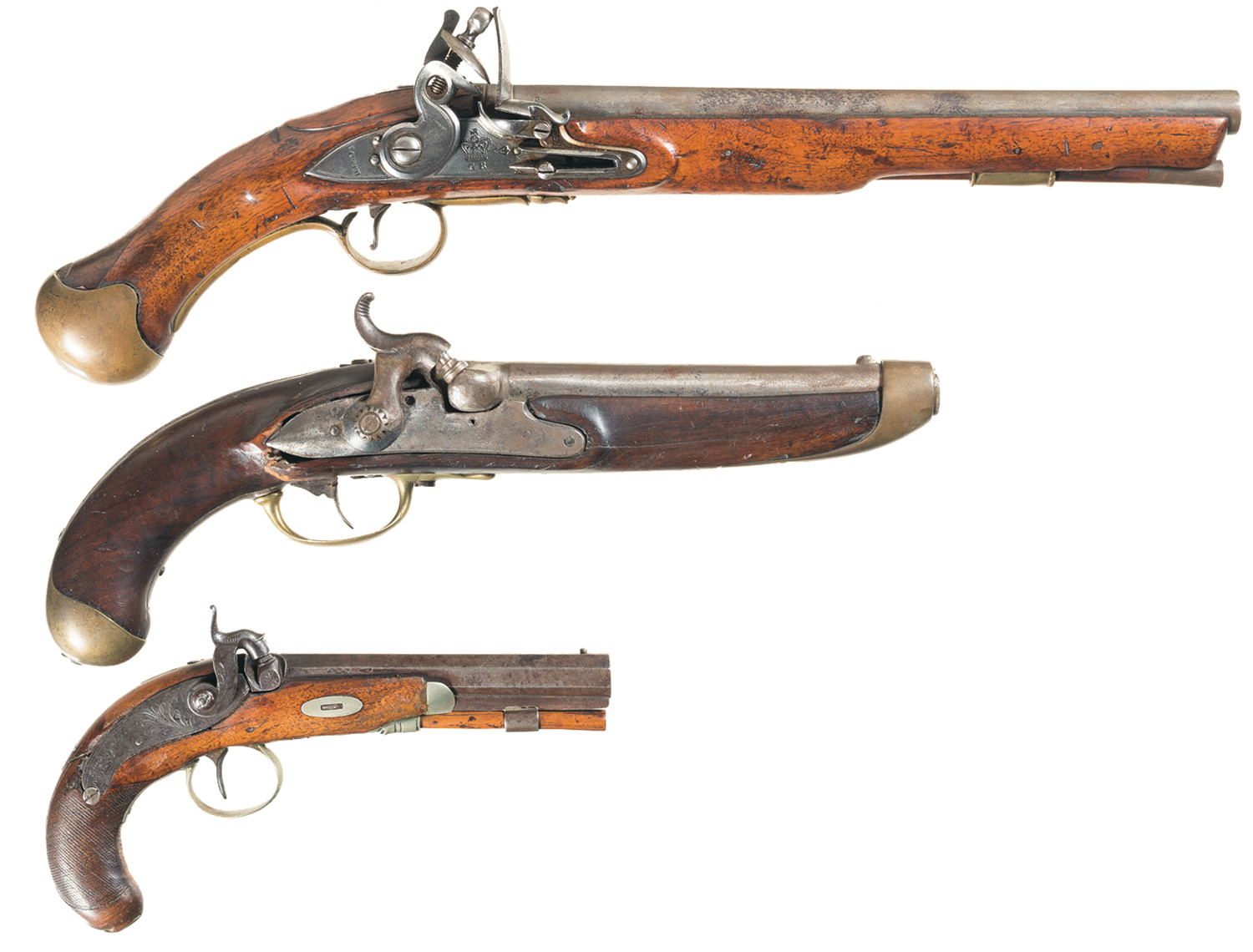 Two Percussion and One Flintlock Pistol Rock Island Auction