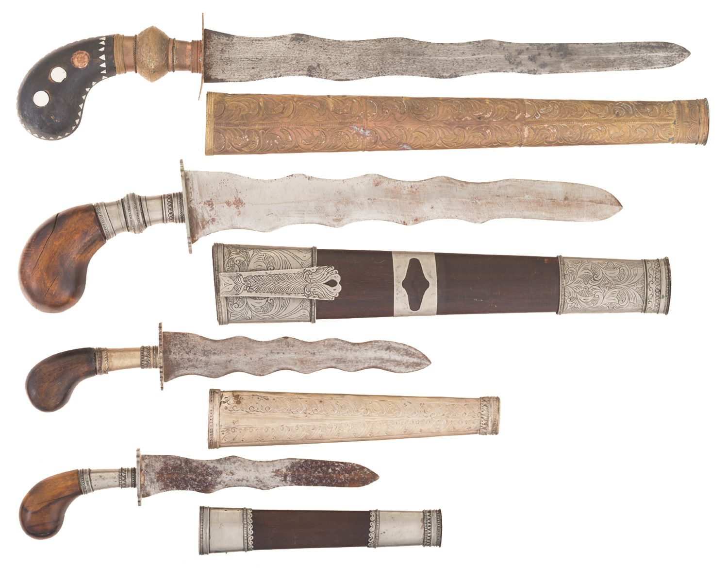Four Filipino Knives with Sheaths Rock Island Auction