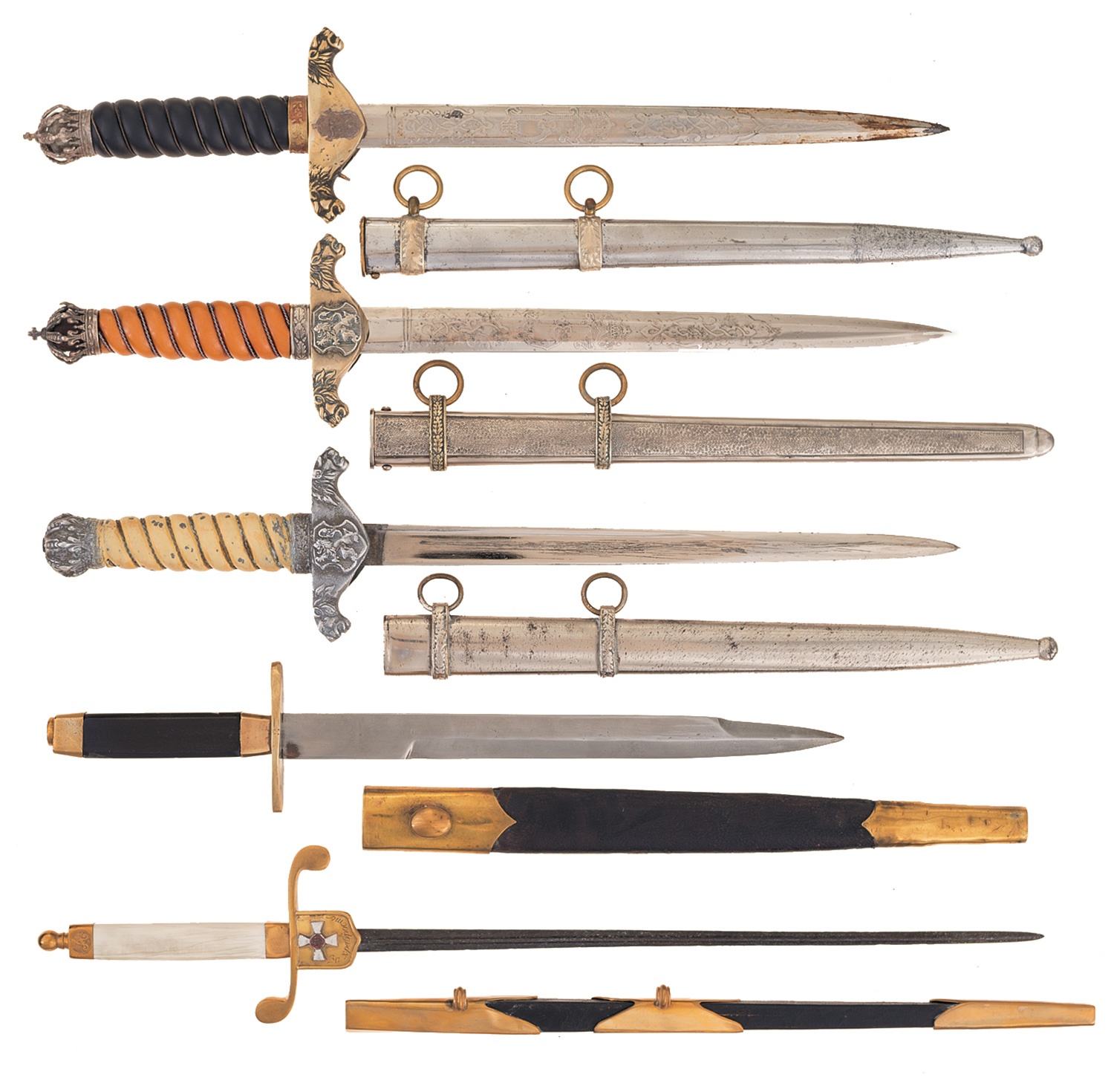 Five Eastern European/Russian Daggers with Sheaths | Rock Island Auction