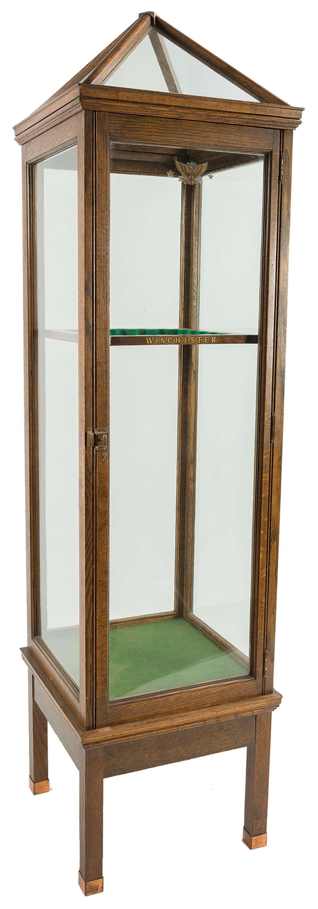 Standing Rifle Display Case with Winchester Style Markings Rock Island Auction