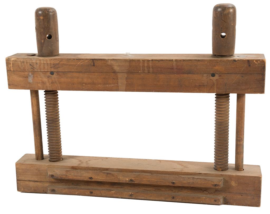 Large Wooden Twin Screw Press Rock Island Auction
