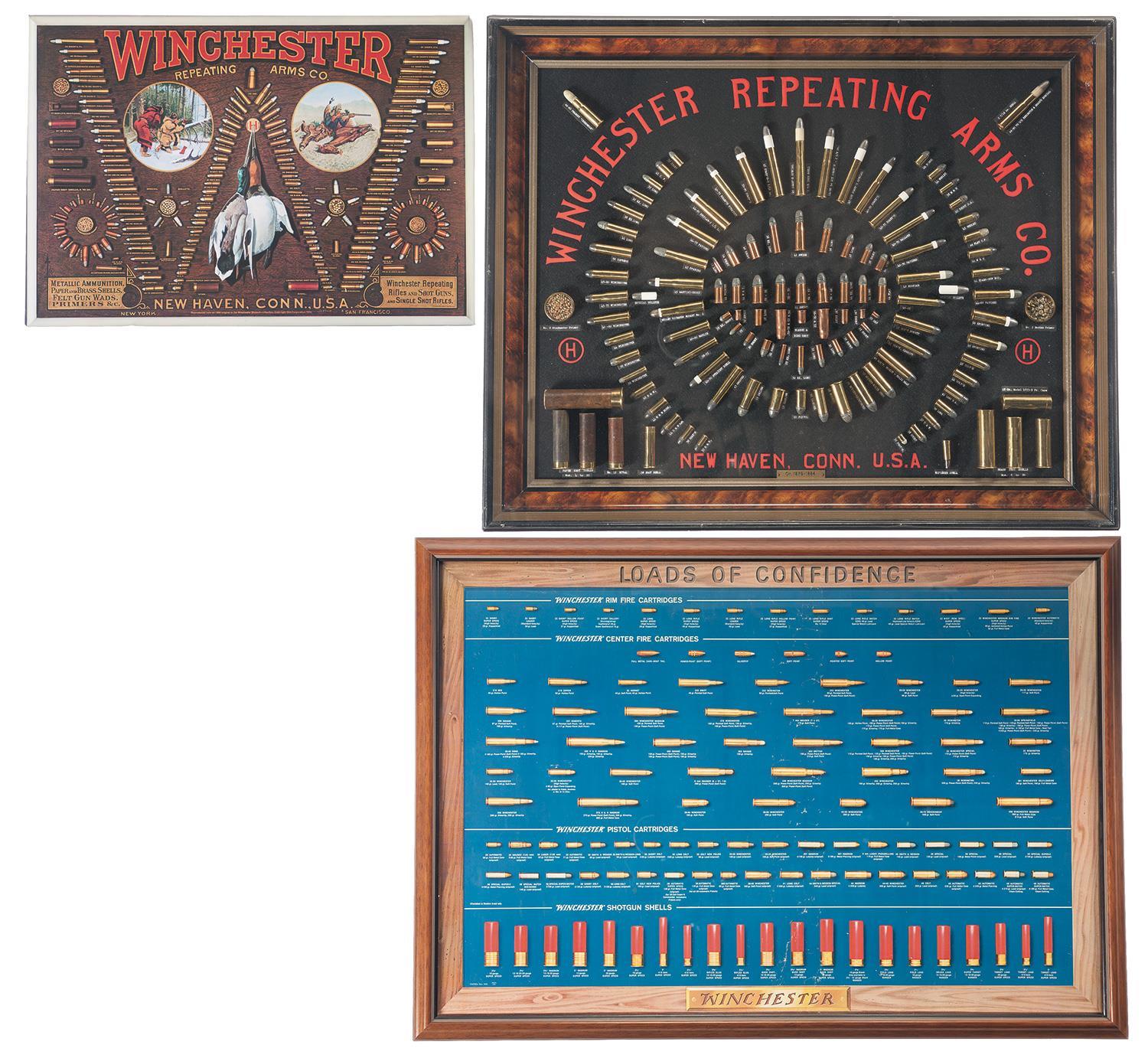 One Winchester Cartridge Display Board and Two Winchester Cartri Rock