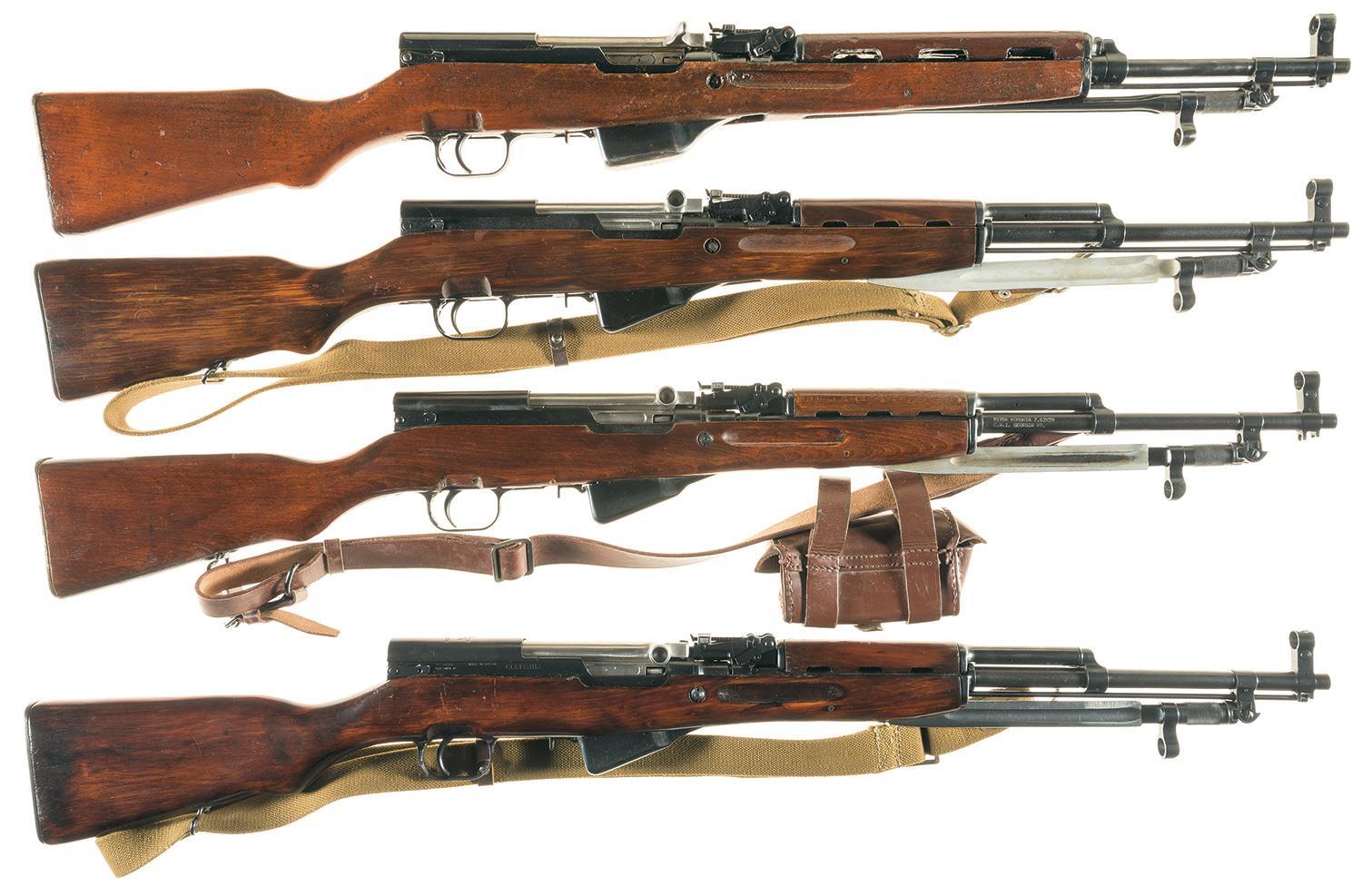 Four Semi-Automatic SKS Carbines w/ Bayonets | Rock Island Auction