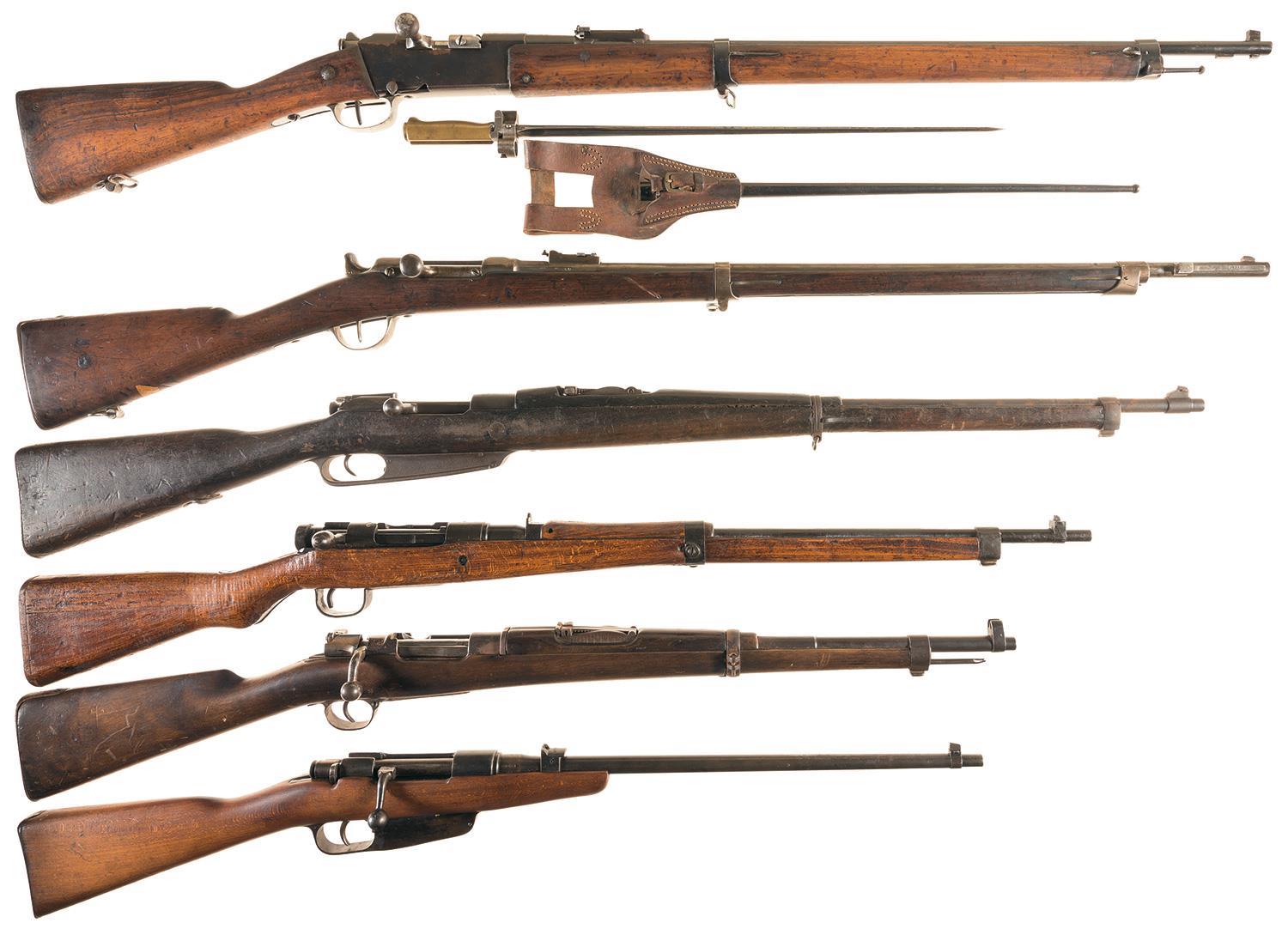 Six Bolt Action Military Rifles -A) French Lebel Model 1886/93 Rifle with B...