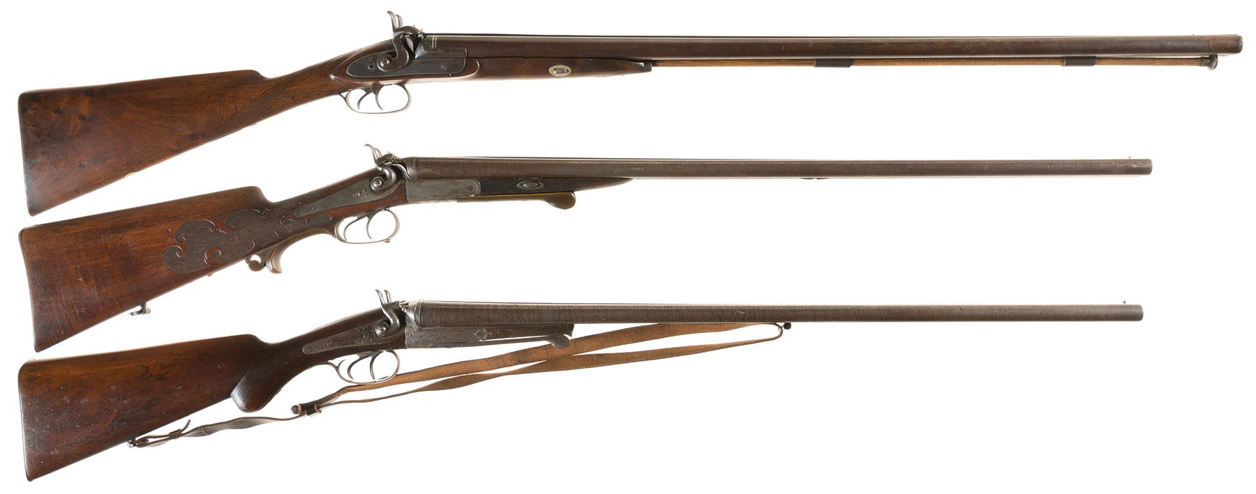 Three Engraved Antique European Double Barrel Shotguns | Rock Island ...