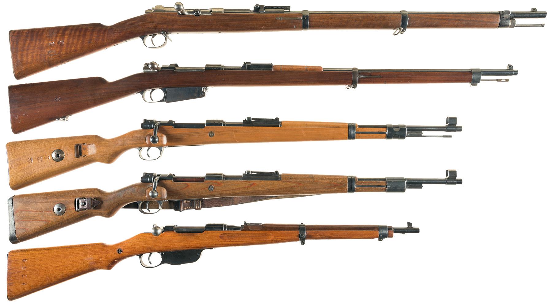 Five Bolt Action Military Rifles.