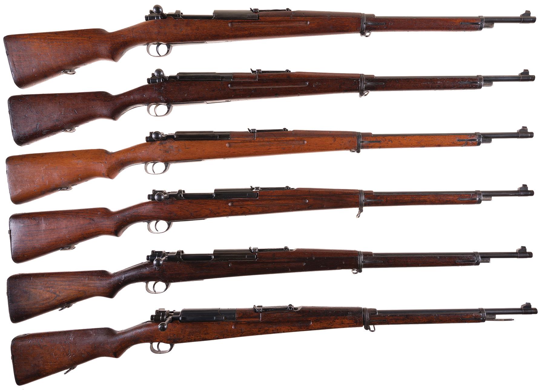 Six Siamese Contract Type 45 Mauser Bolt Action Military Rifles | Rock ...