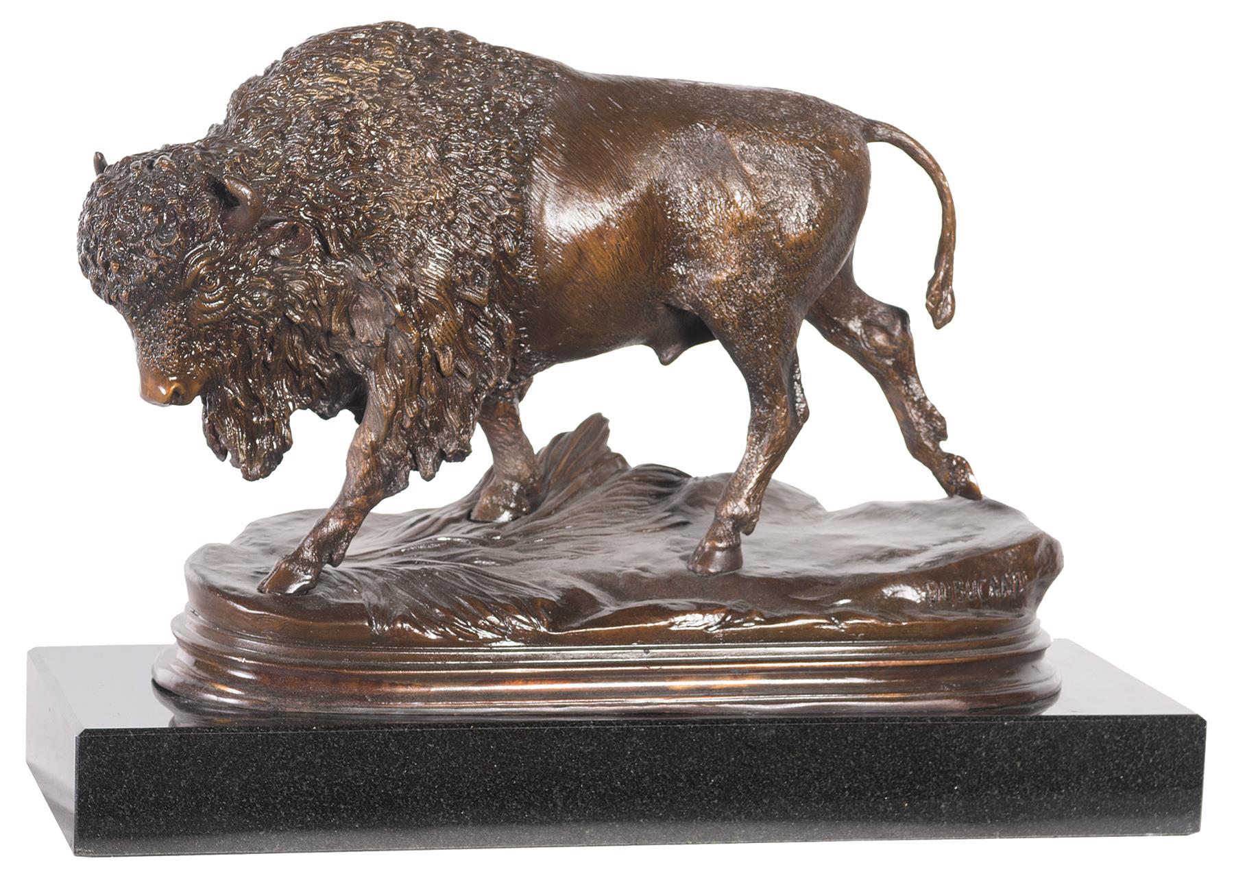 Alfred Dubucand Standing Bronze Bison Statue Rock Island Auction