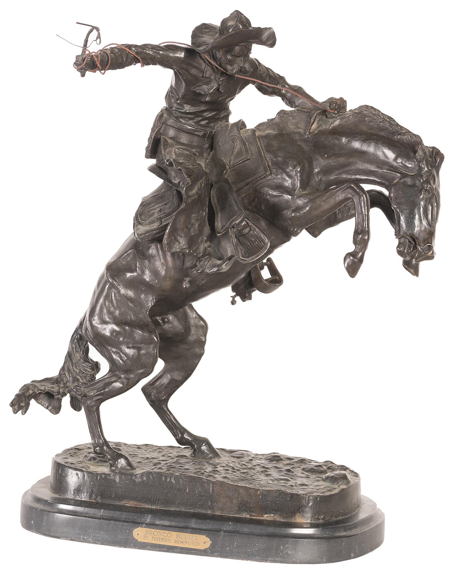 Two American West Bronze Statue Copies of Frederic Remington | Rock ...