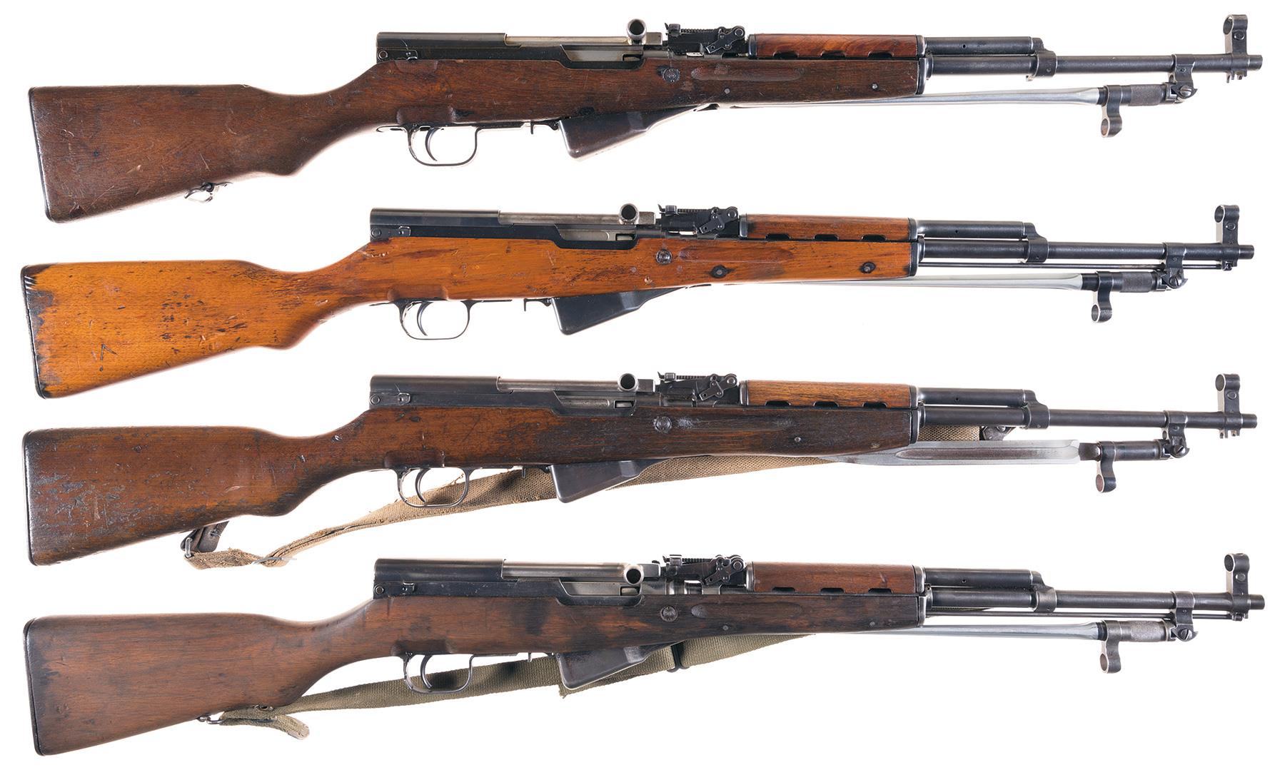 Four Chinese Sks Semi Automatic Carbines With Bayonets Rock Island