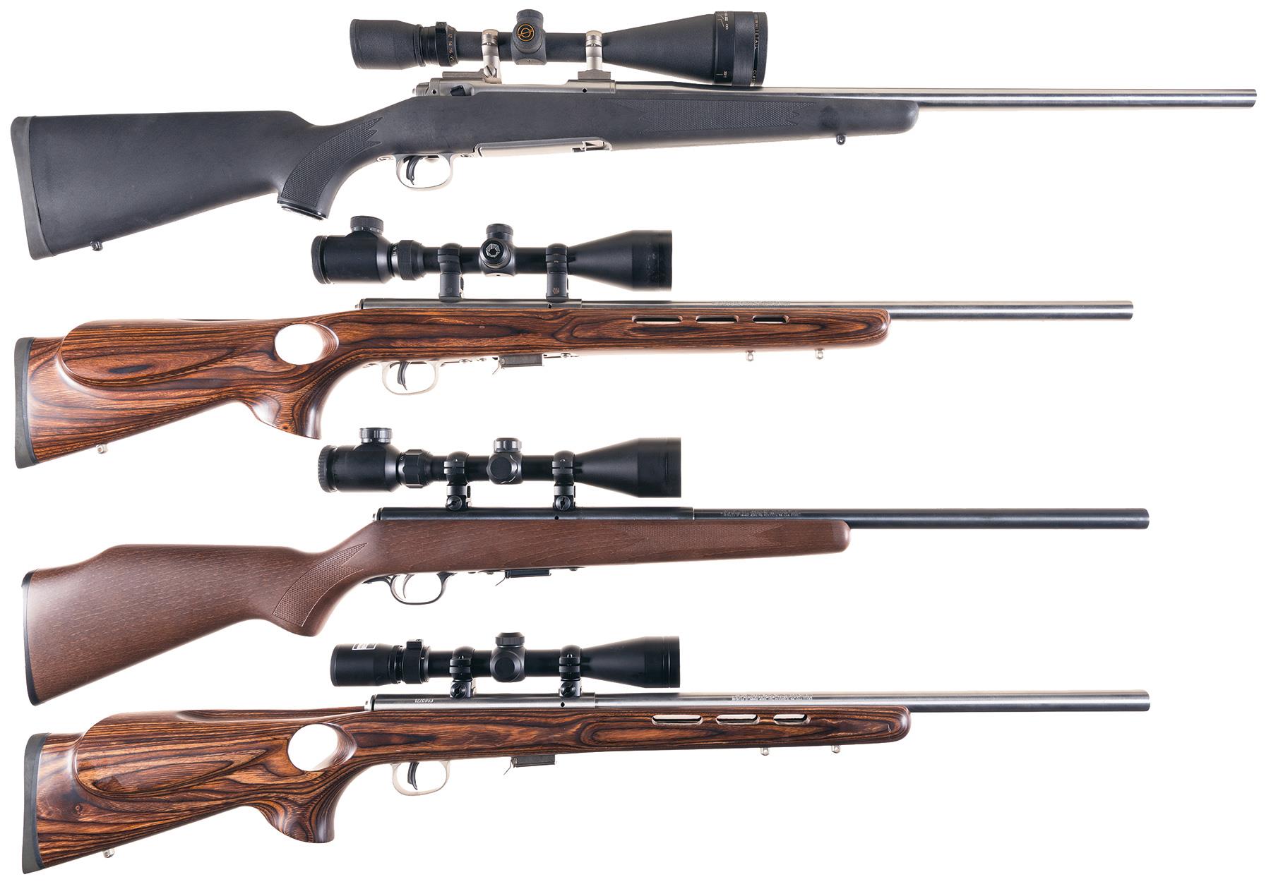 Four Scoped Left Handed Savage Bolt Action Sporting Rifles | Rock ...