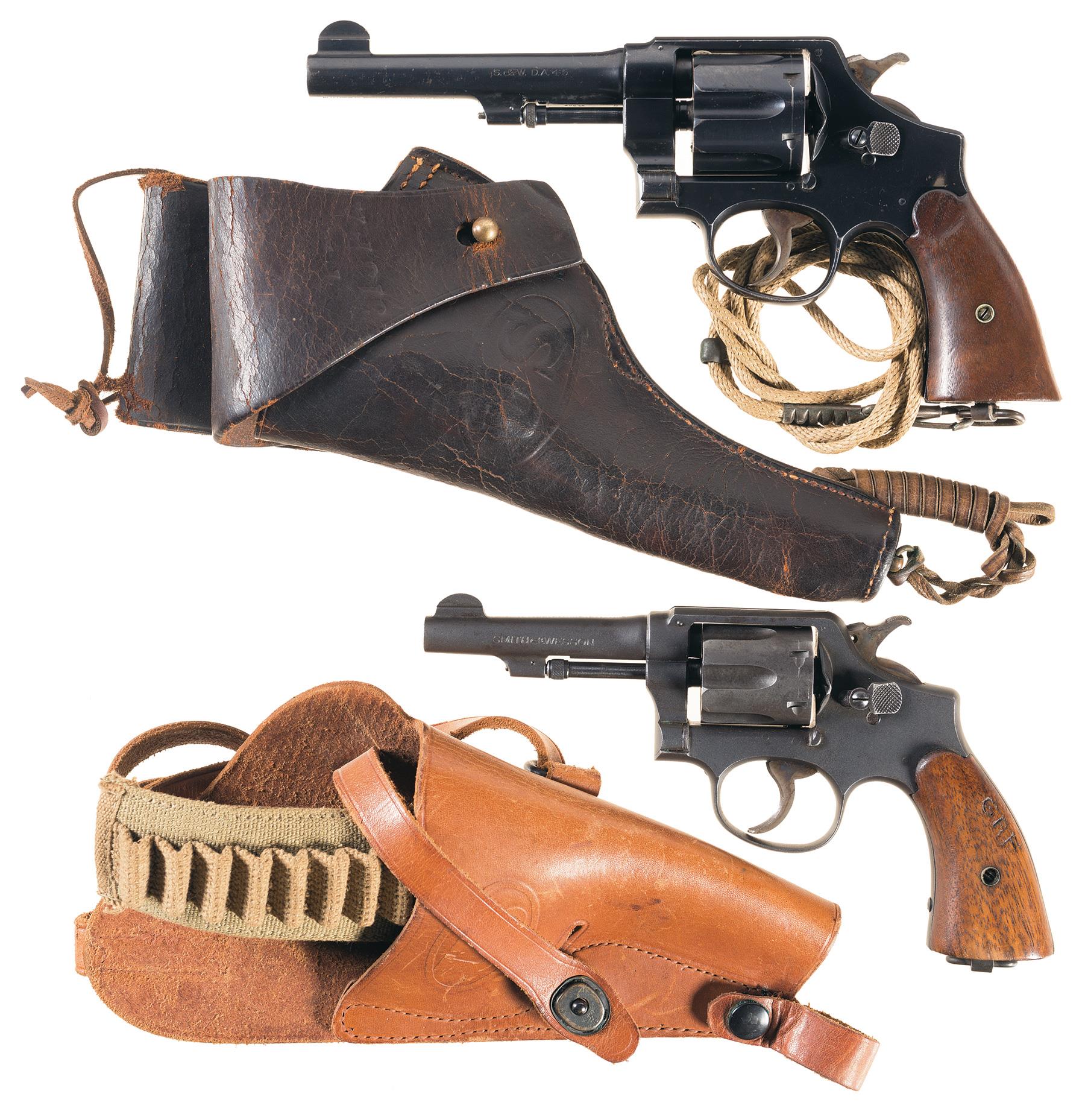 Two Smith & Wesson Double Action Revolvers with Holsters | Rock