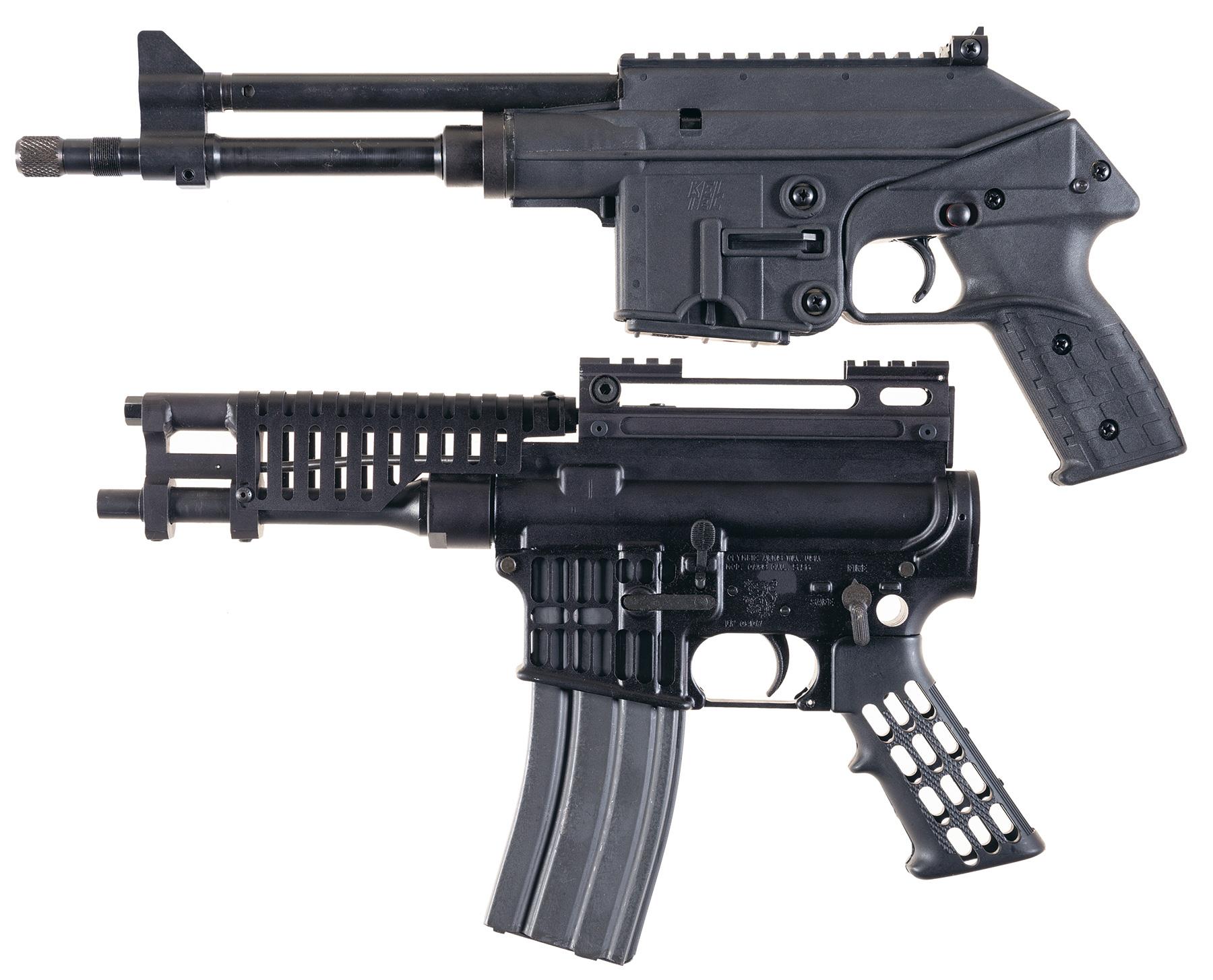 Two 223 Remington Caliber Semi-Automatic Pistols with Beta C-Mag Drum Magaz...