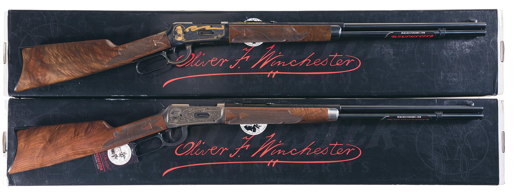 Two Oliver F. Winchester Commemorative Lever Action Rifles with | Rock ...