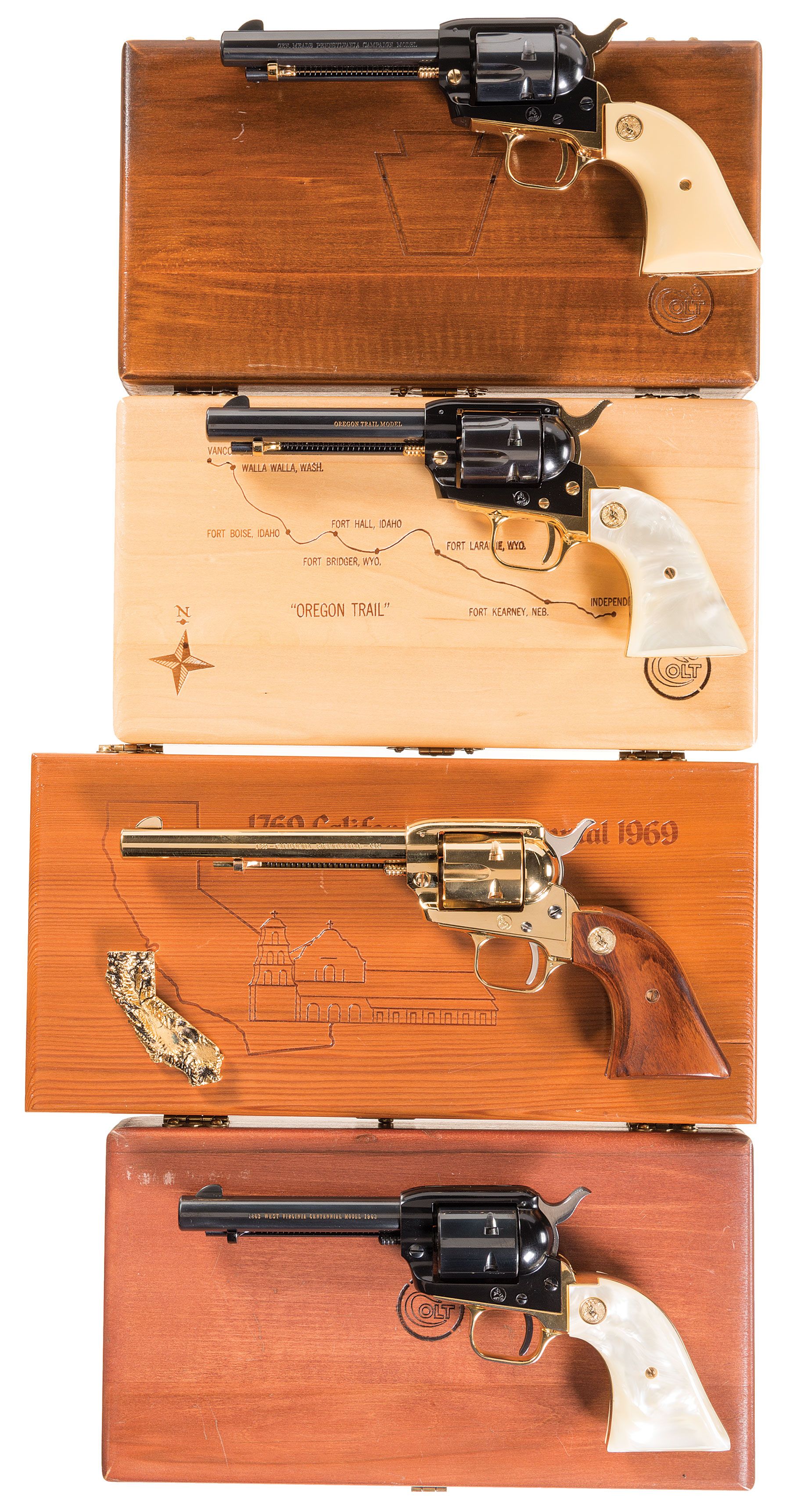 Four Cased Commemorative Colt Frontier Scout Revolvers A 1968 Rock
