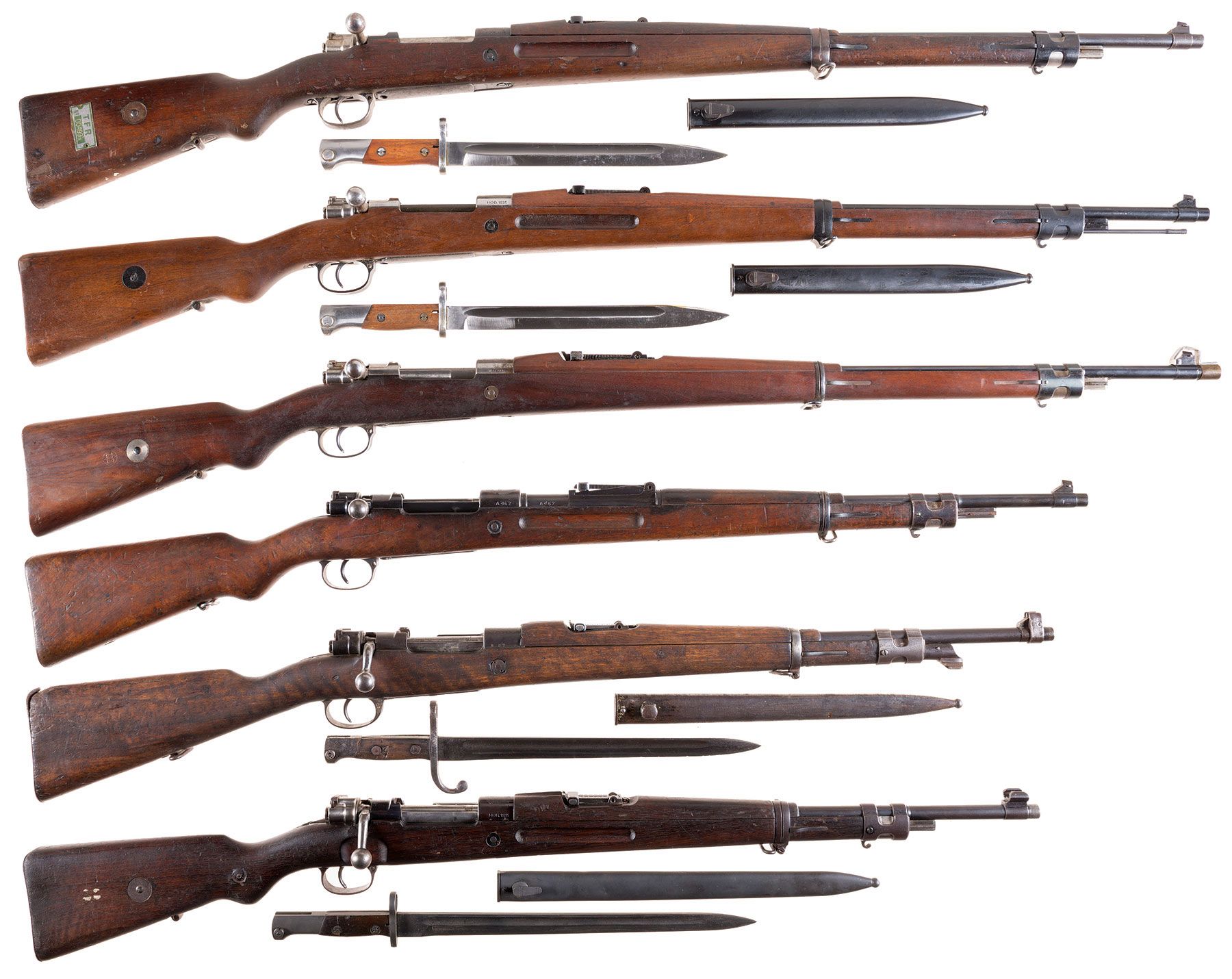 Six Military Bolt Action Rifles -A) Mauser Brazilian Contract Mo | Rock ...