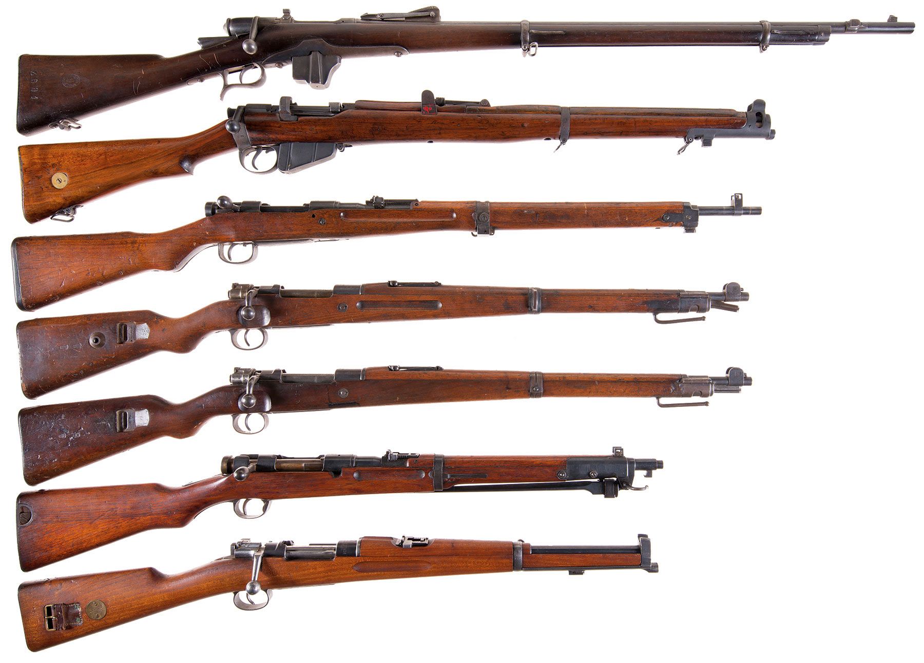 Seven European Military Bolt Action Long Guns