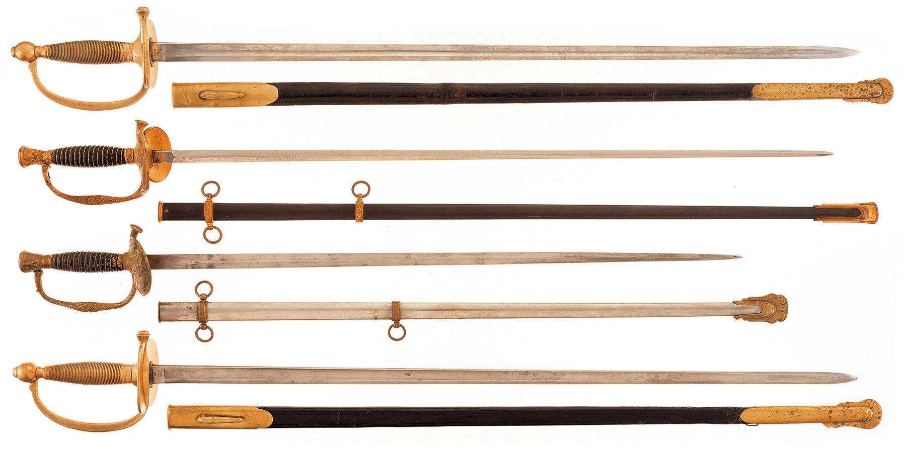 Four American Style Swords, Including Two 1862 Dated NCO Swords