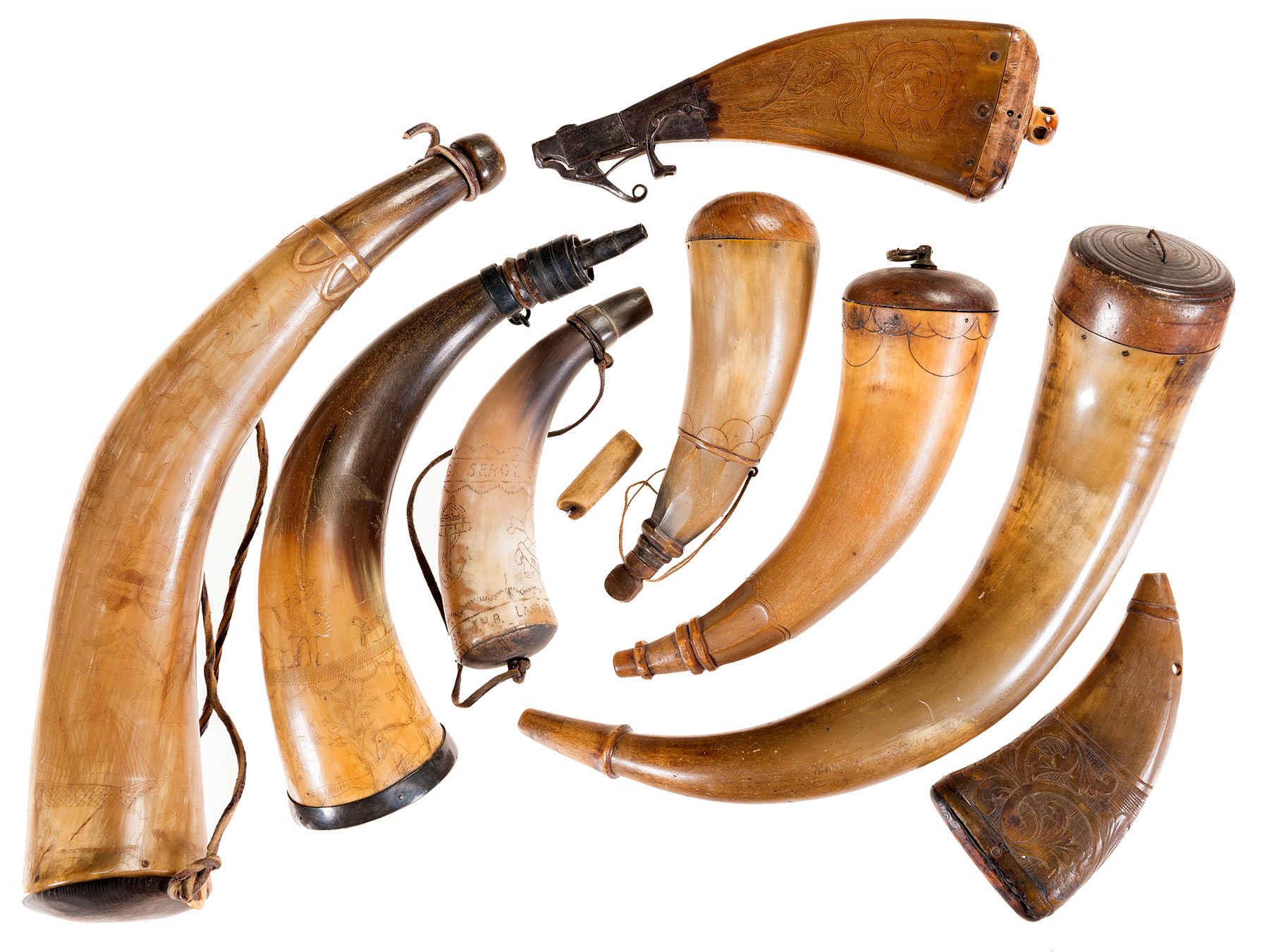 Eight Powder Horns Rock Island Auction