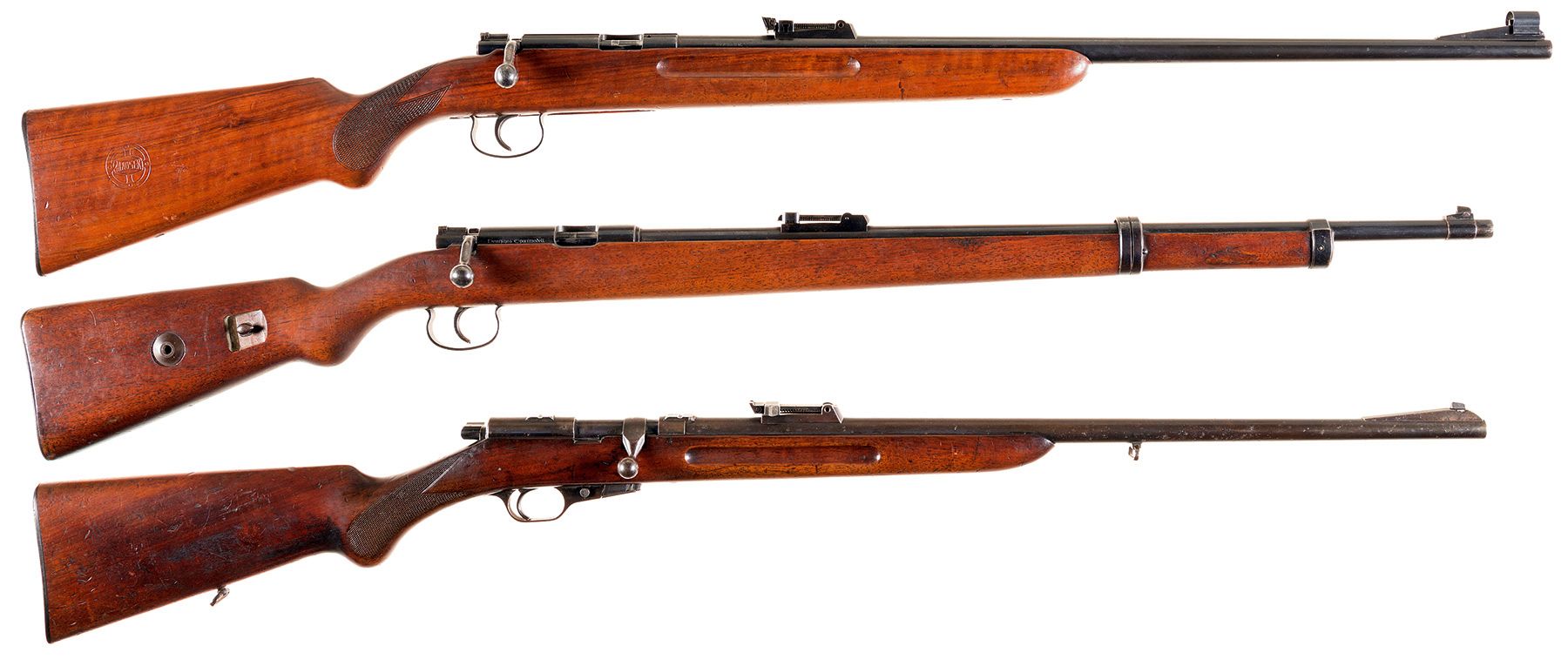 Three German Single Shot Bolt Action Rifles -A) Pre-War Mauser P | Rock ...