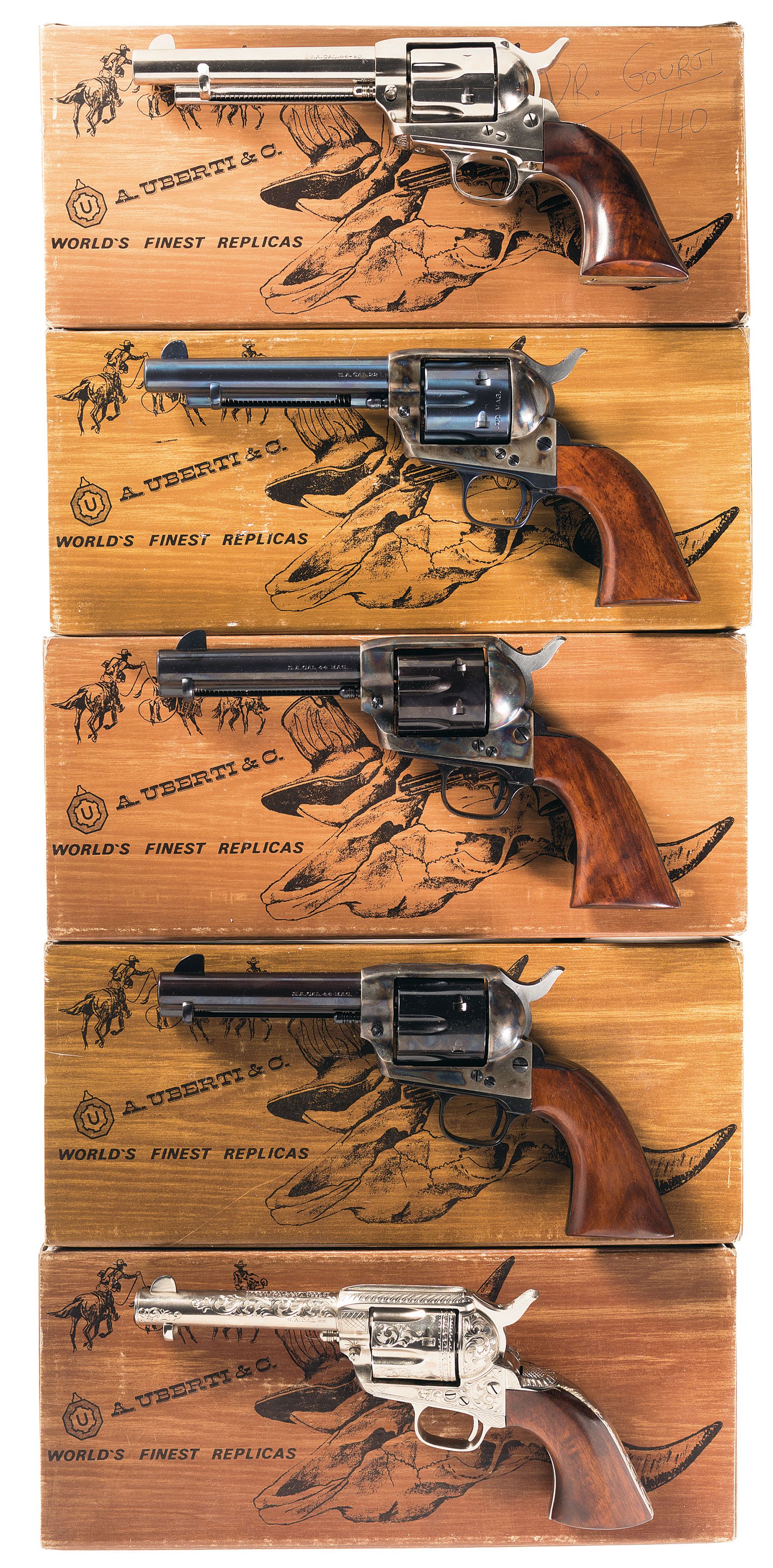 Five Uberti Single Action Army Revolvers with Boxes A) Uberti C Rock