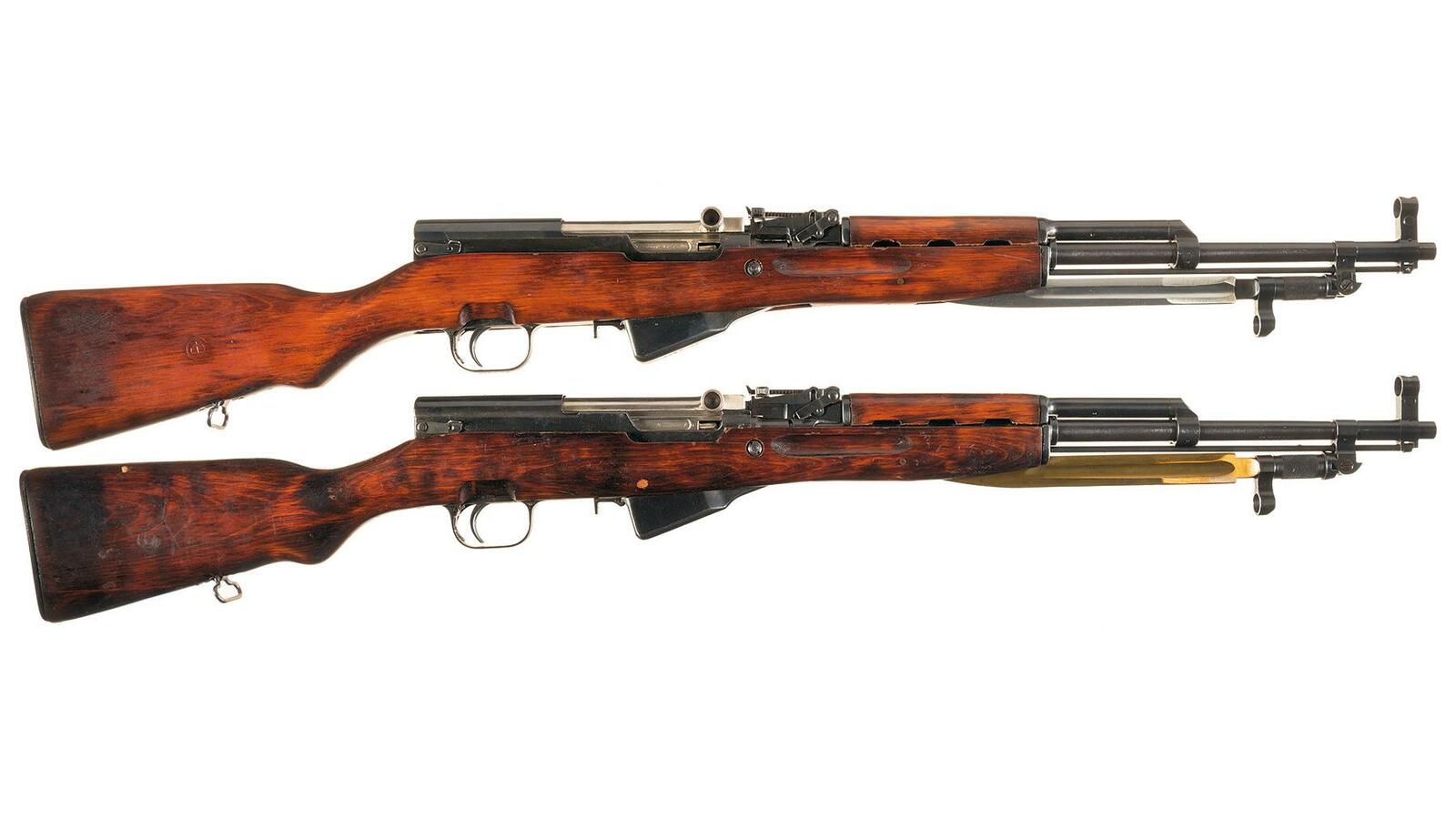 Two Soviet SKS Semi-Automatic Carbines w/ Bayonets | Rock Island Auction