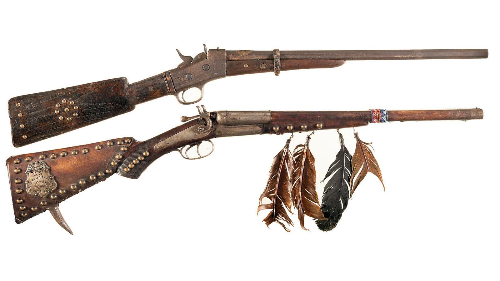 Two Native American Style Decorated Shotguns Rock Island Auction   4376 