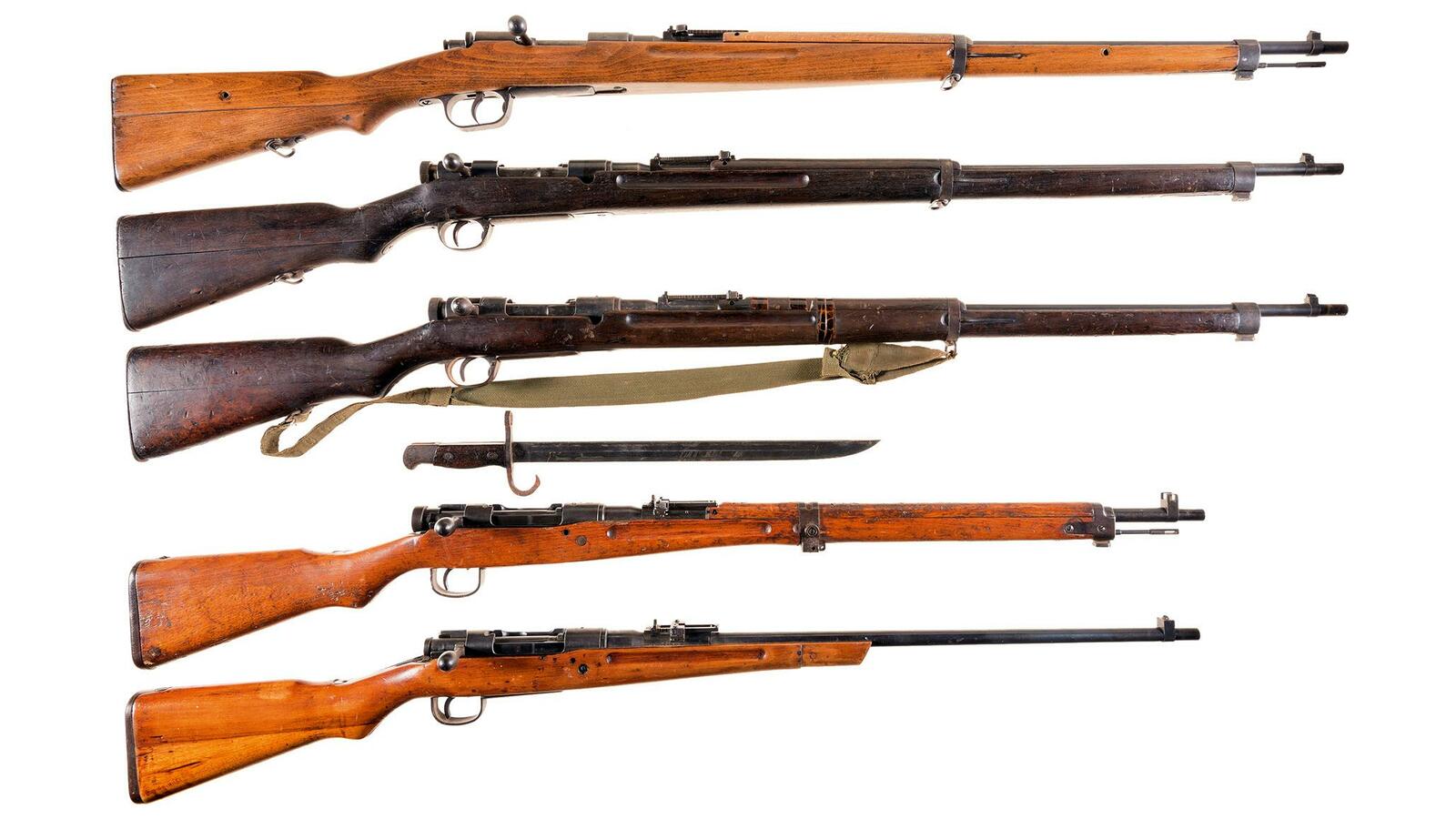 five-imperial-japanese-military-bolt-action-rifles