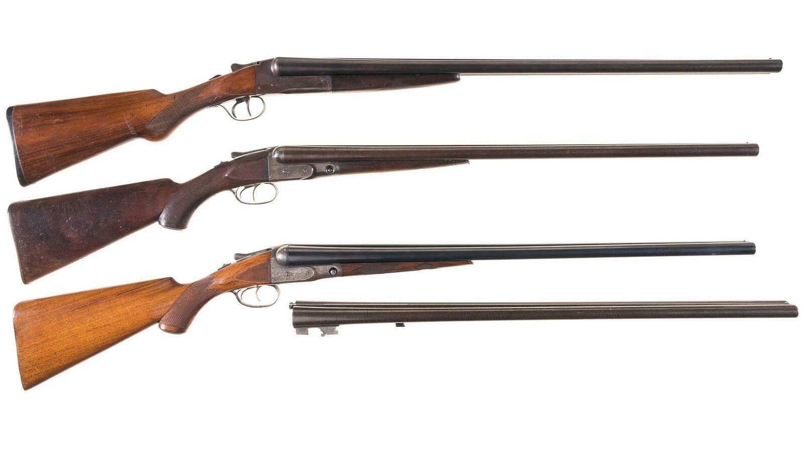 Three Engraved Double Barrel Shotguns 