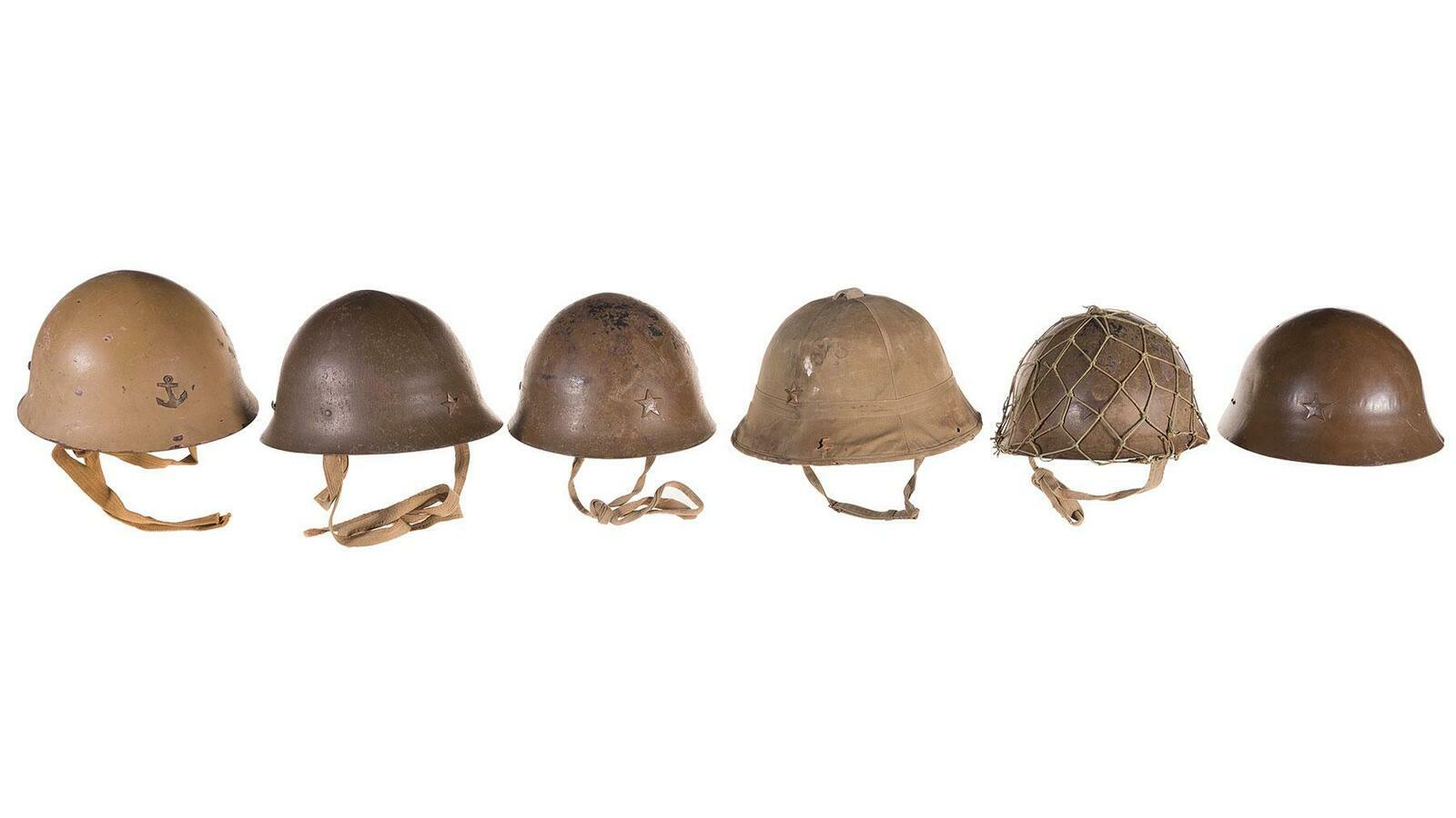Collector's Lot of Six Japanese Military Helmets Rock Island Auction
