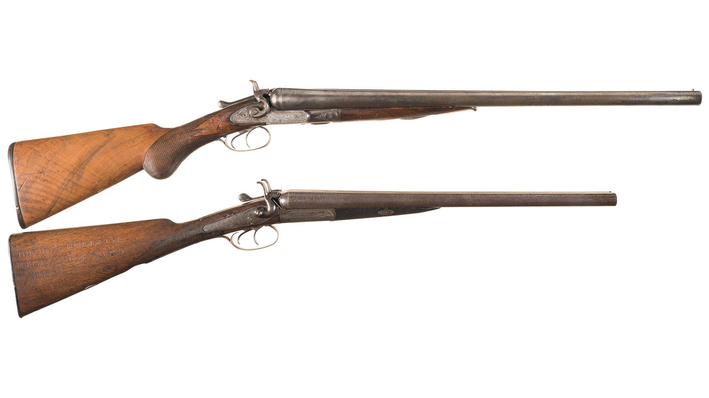 Two Engraved Double Barrel Hammer Shotguns | Rock Island Auction