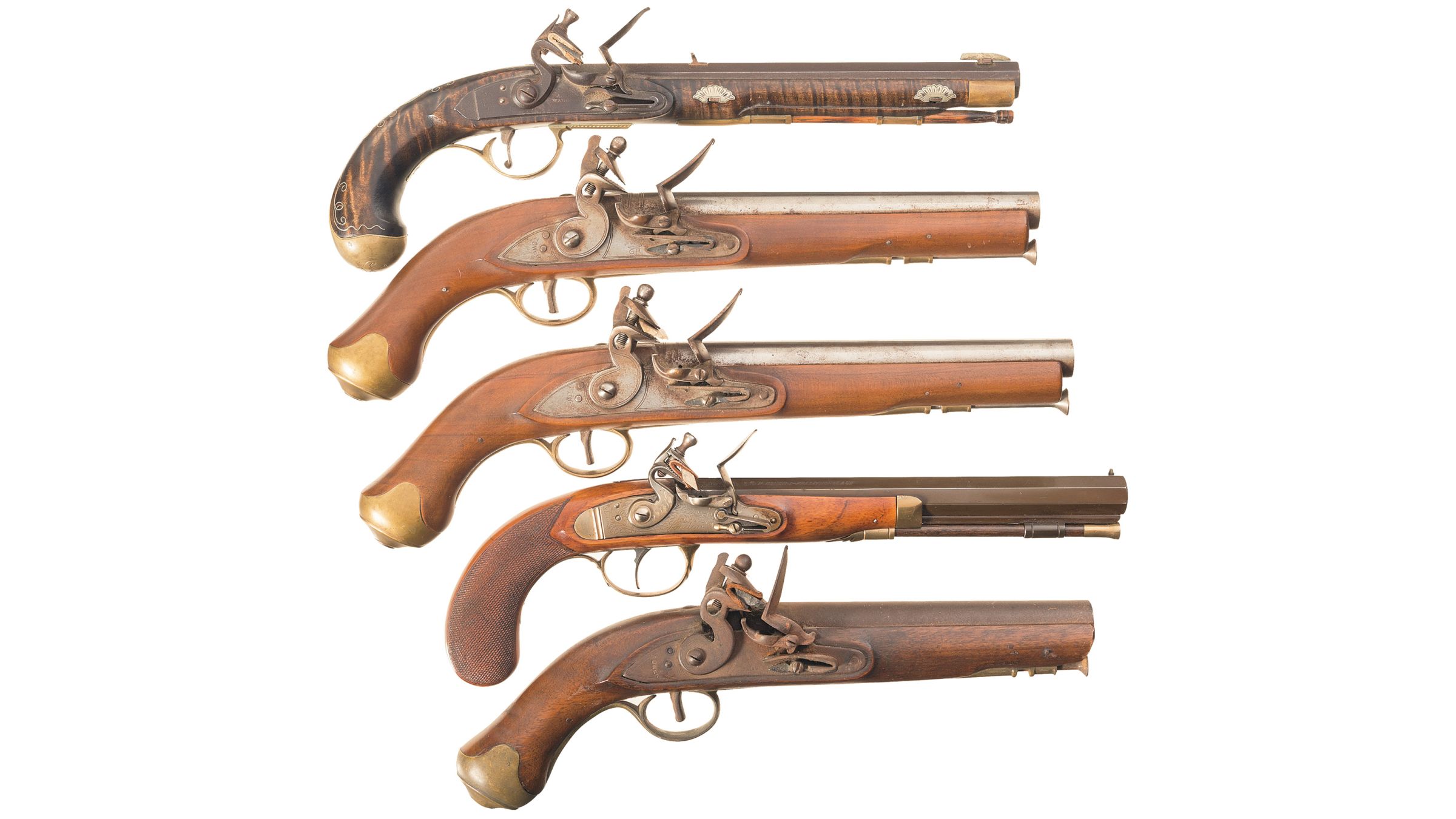 five-reproduction-flintlock-pistols-rock-island-auction