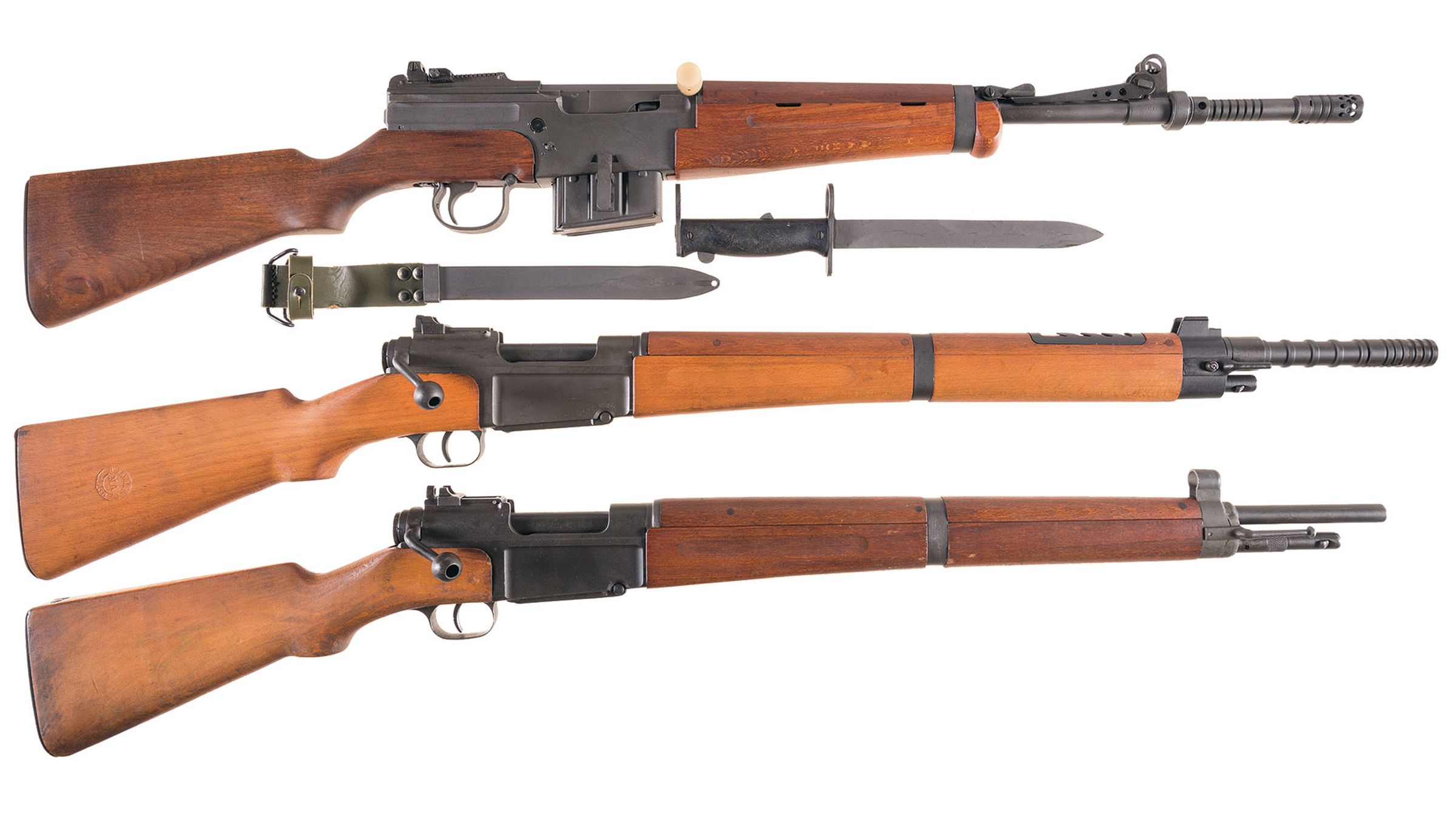 Three French Military Rifles with Bayonets