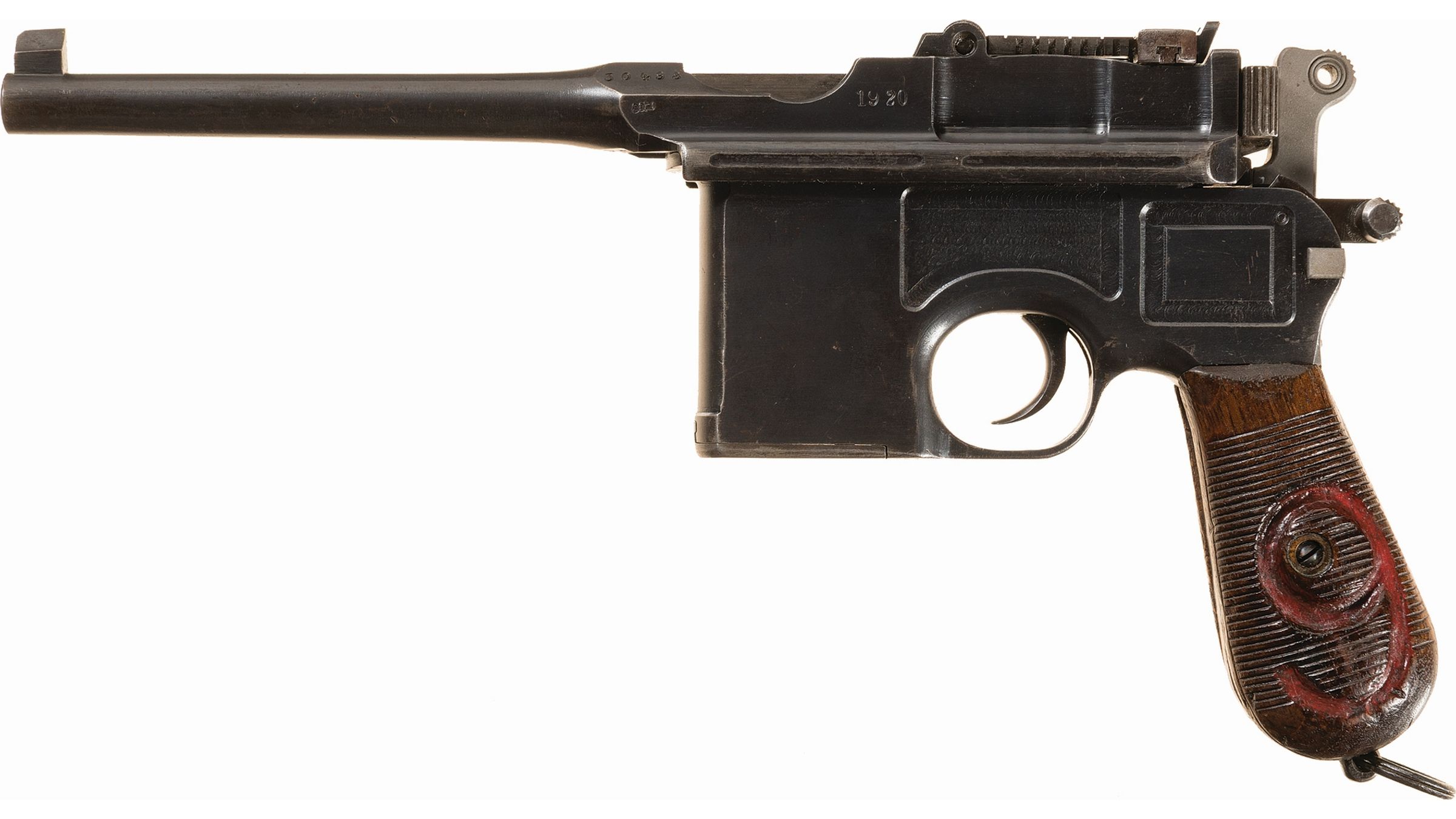 Mauser Model 1896 Red 9 Broomhandle Semi Automatic Pistol Rock Island Auction 8247