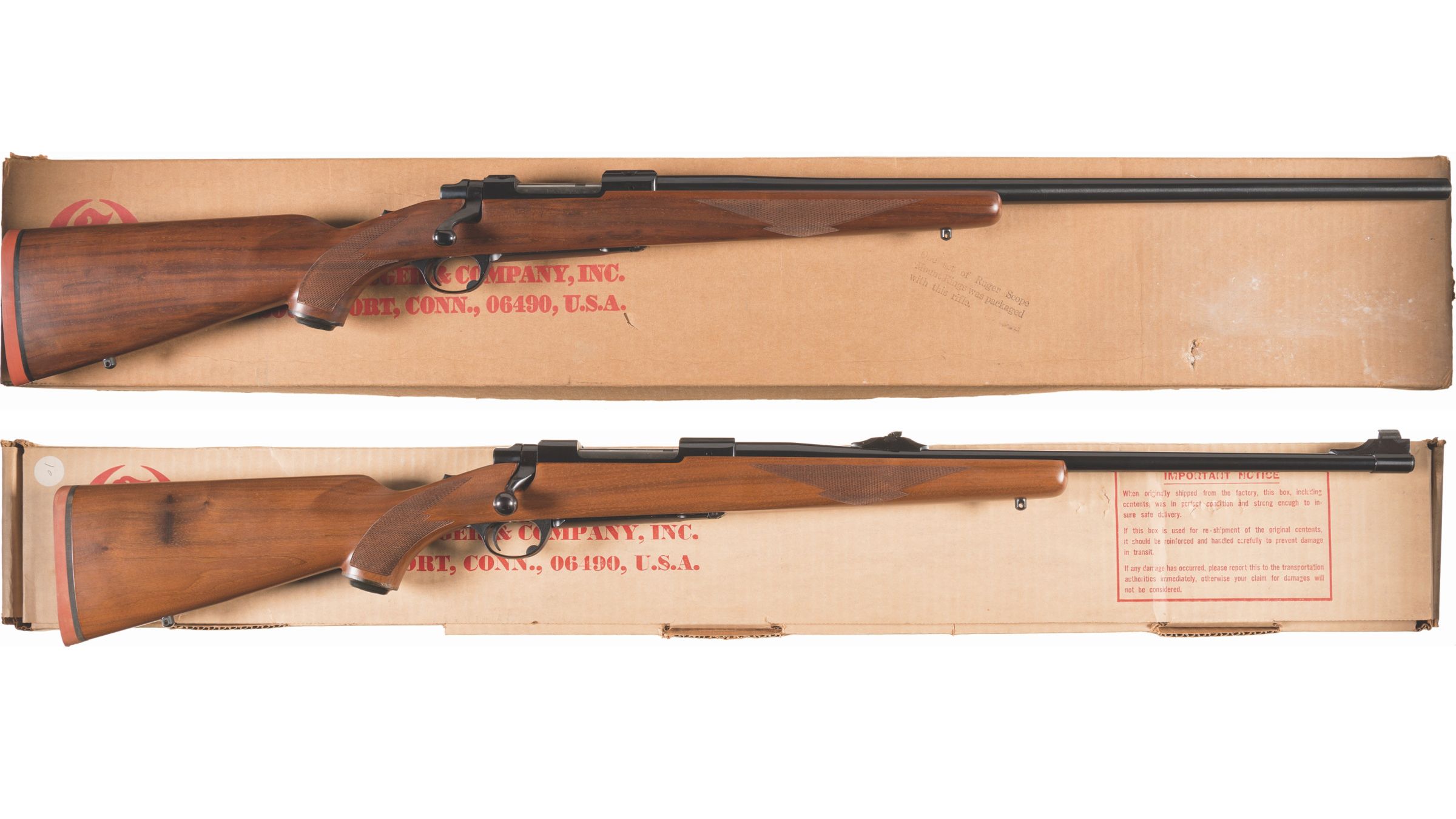 Two Ruger M77 Bolt Action Rifles with Boxes