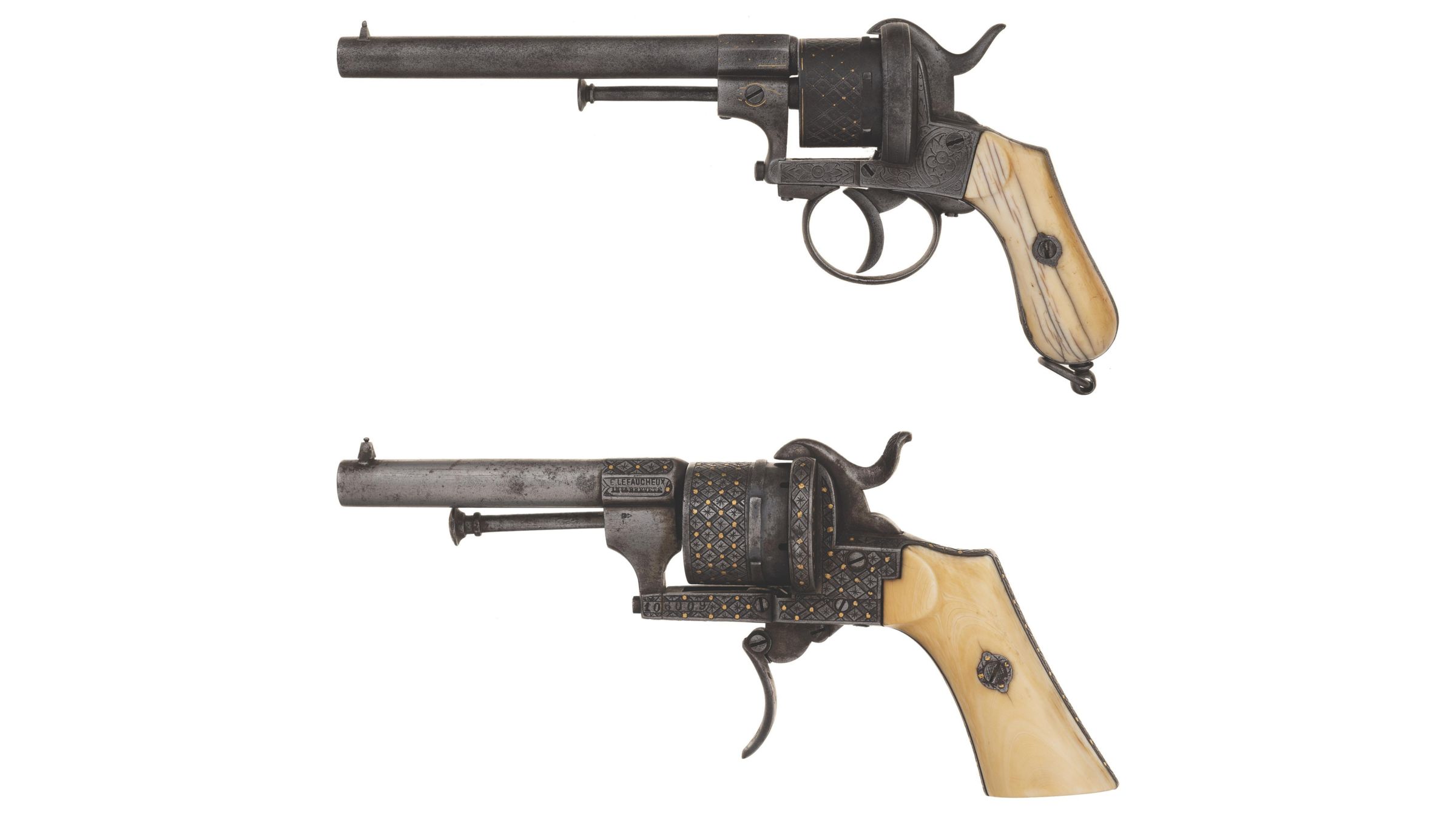 Two Engraved European Pinfire Double Action Revolvers Rock Island Auction 1545