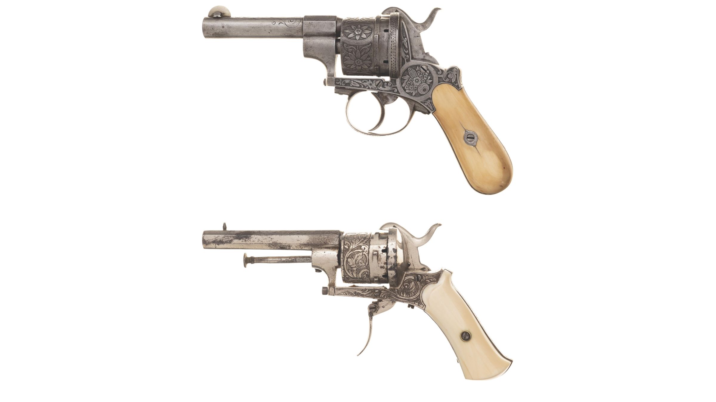 Two Engraved European Pinfire Double Action Revolvers Rock Island Auction 3743