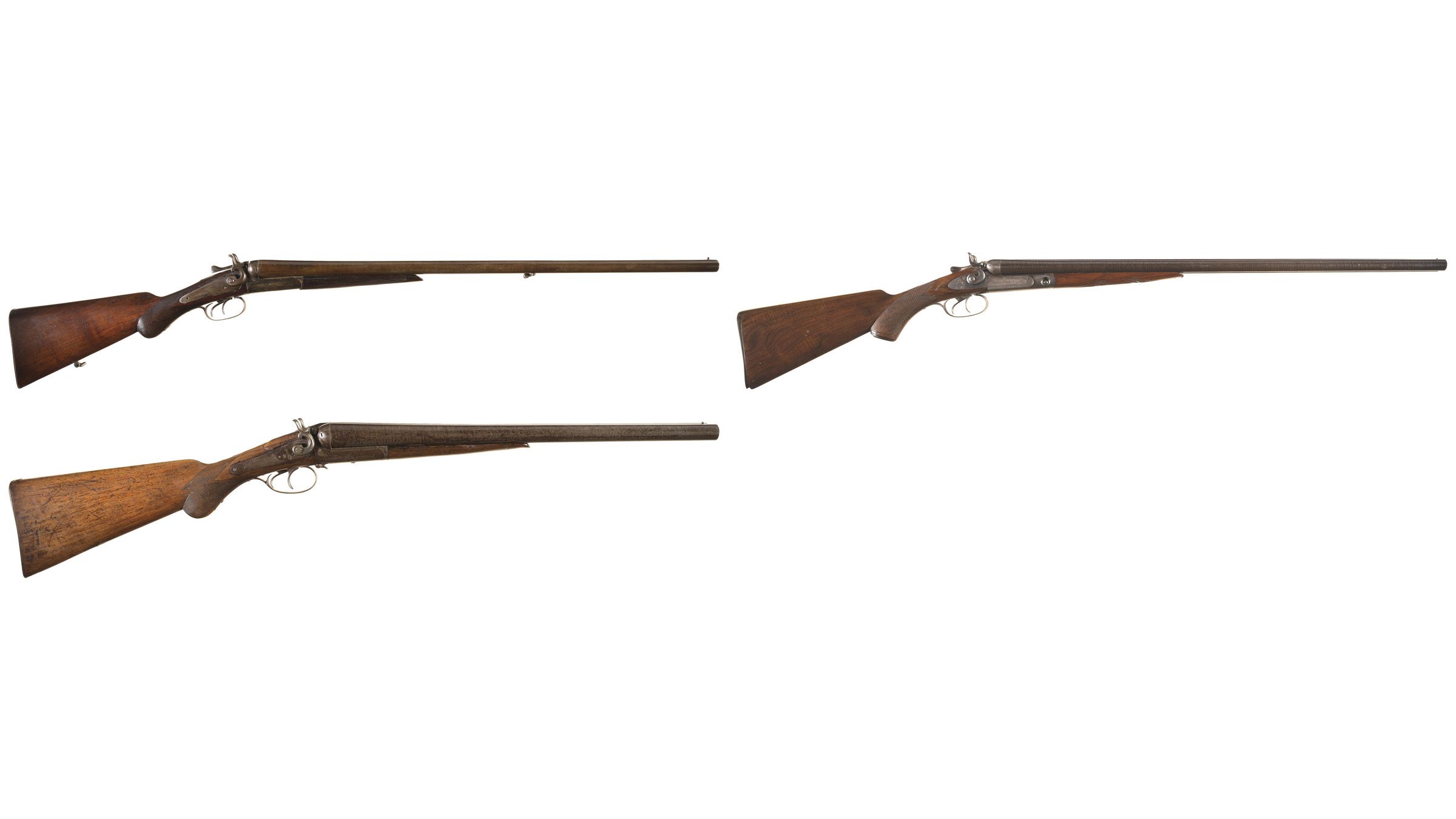 Three Damascus Side by Side Hammer Shotguns | Rock Island Auction