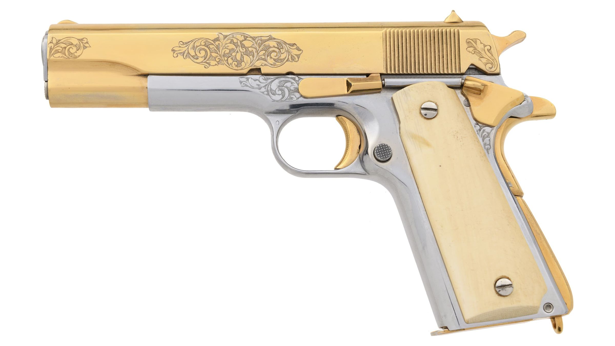 Engraved Gold Plated Colt 1911A1 Semi-Automatic Pistol | Rock Island ...