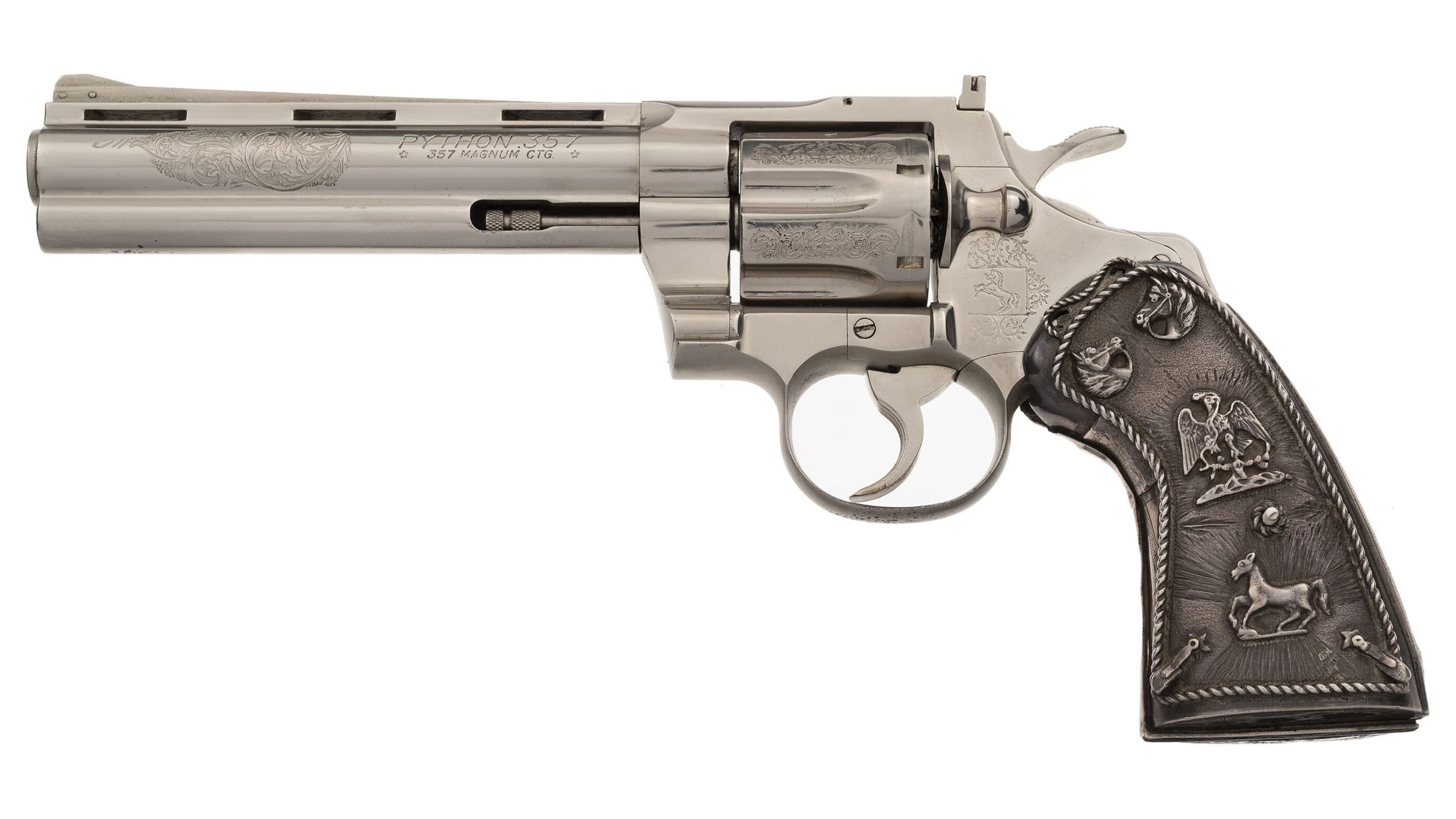 Engraved Colt Python Double Action Revolver with Holster Rig | Rock ...